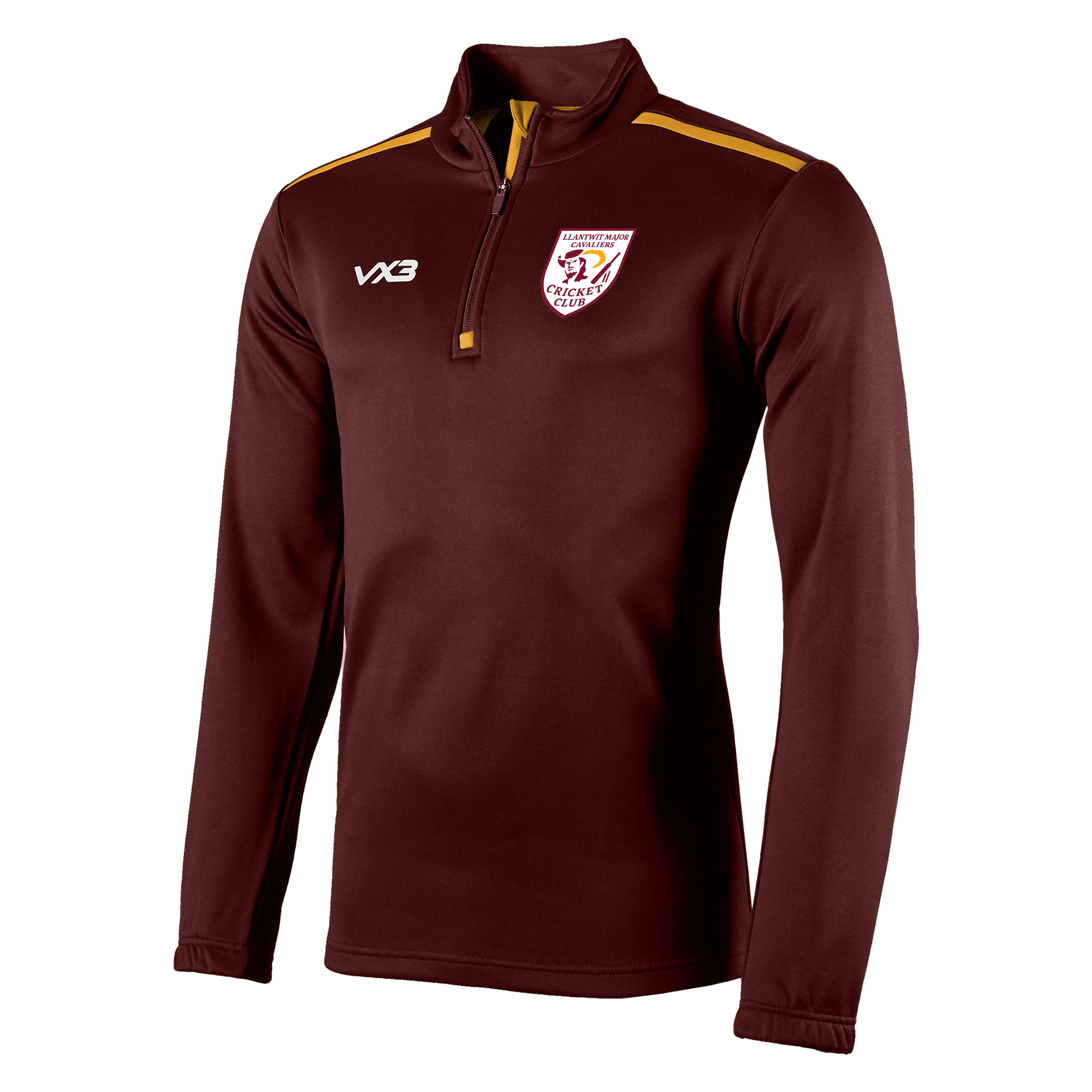 Llantwit Cavaliers CC Fortis Quarter Zip Sweat Maroon/Amber