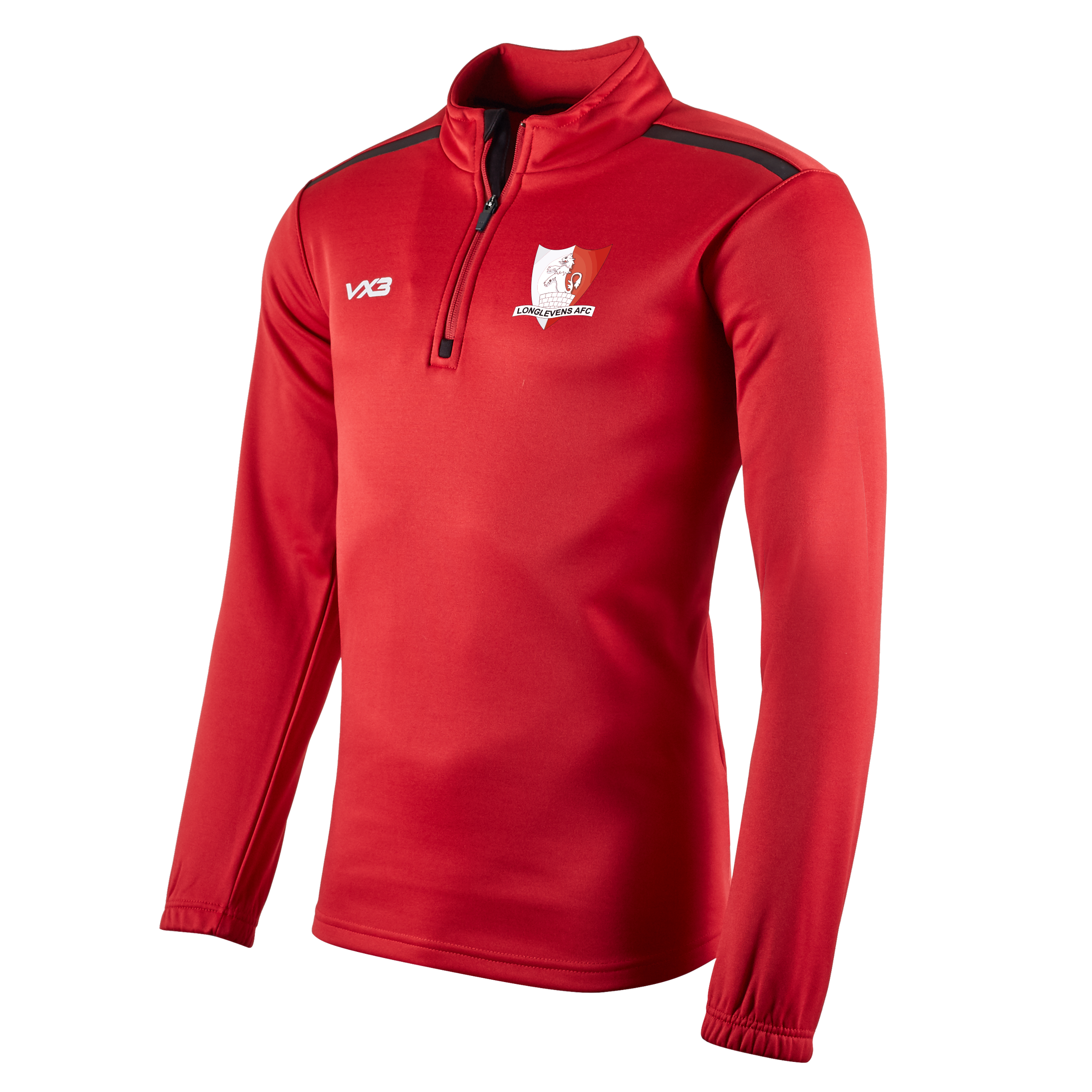 Longlevens AFC Fortis Youth Quarter Zip Sweat Red/Black