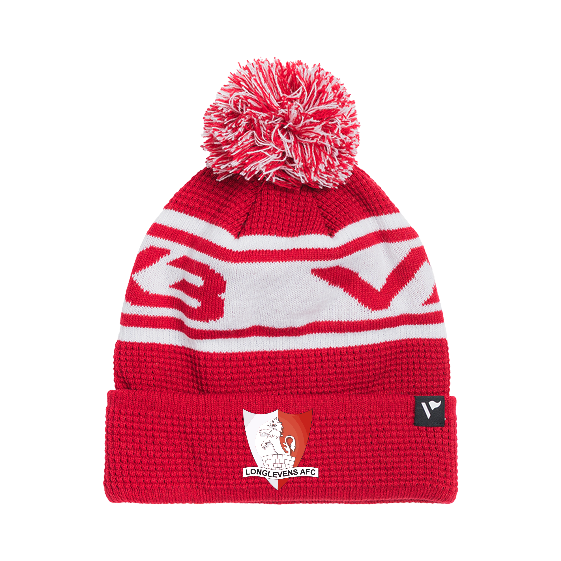 Longlevens AFC Waffle Knit Bobble Hat - Red/White