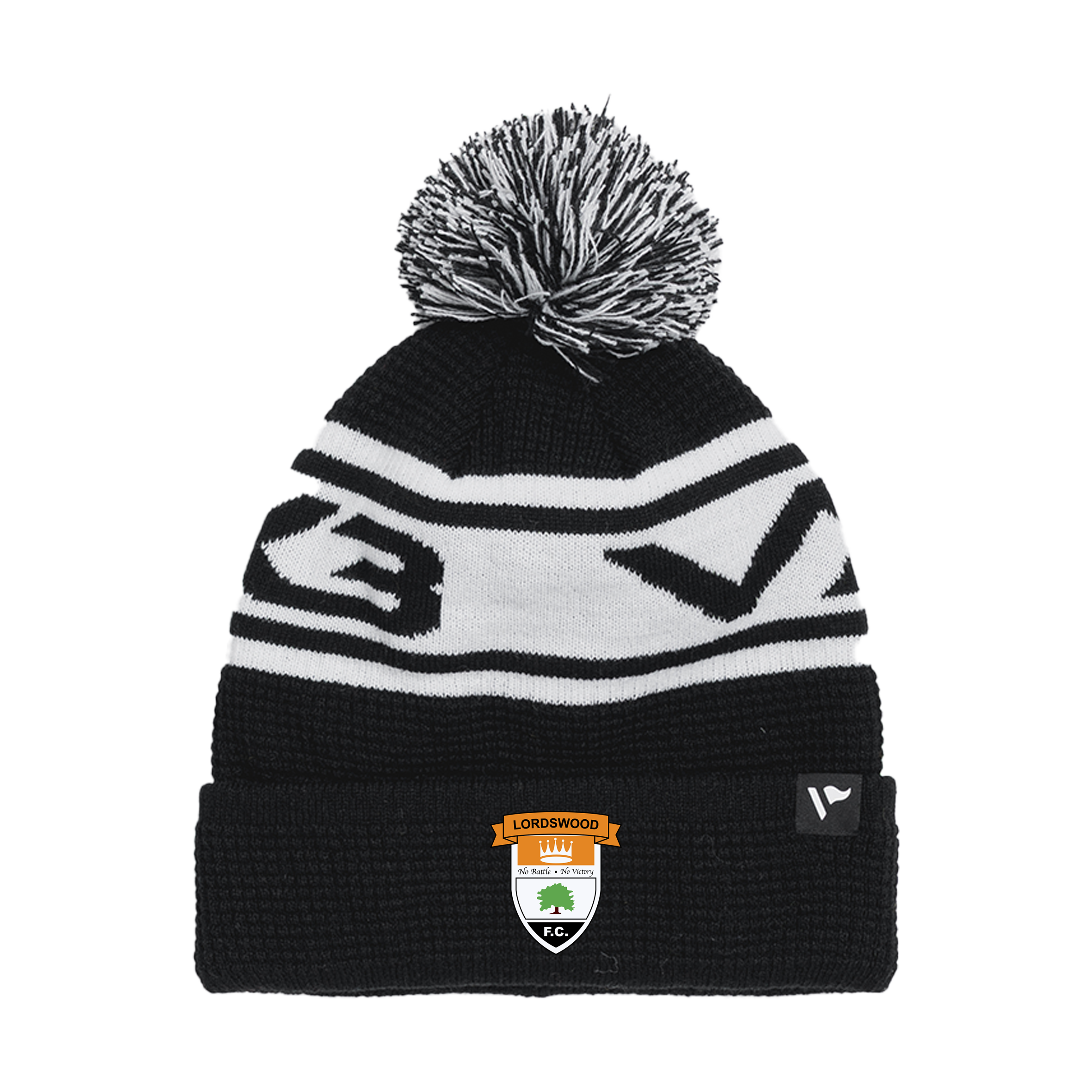 Lordswood FC Waffle Knit Bobble Hat - Black/White