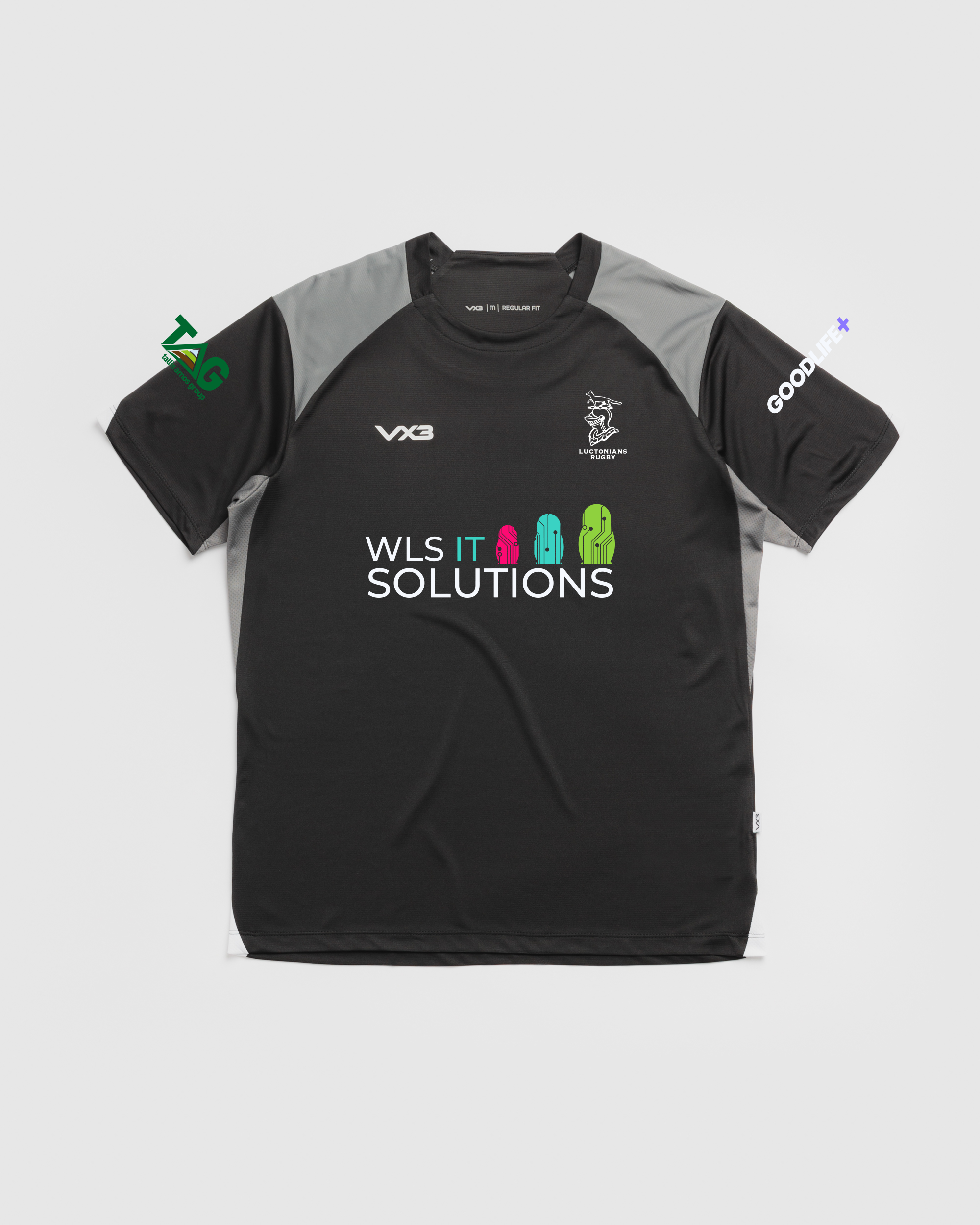 Luctonians RFC Vertex Tee - Black Grey - Sponsor