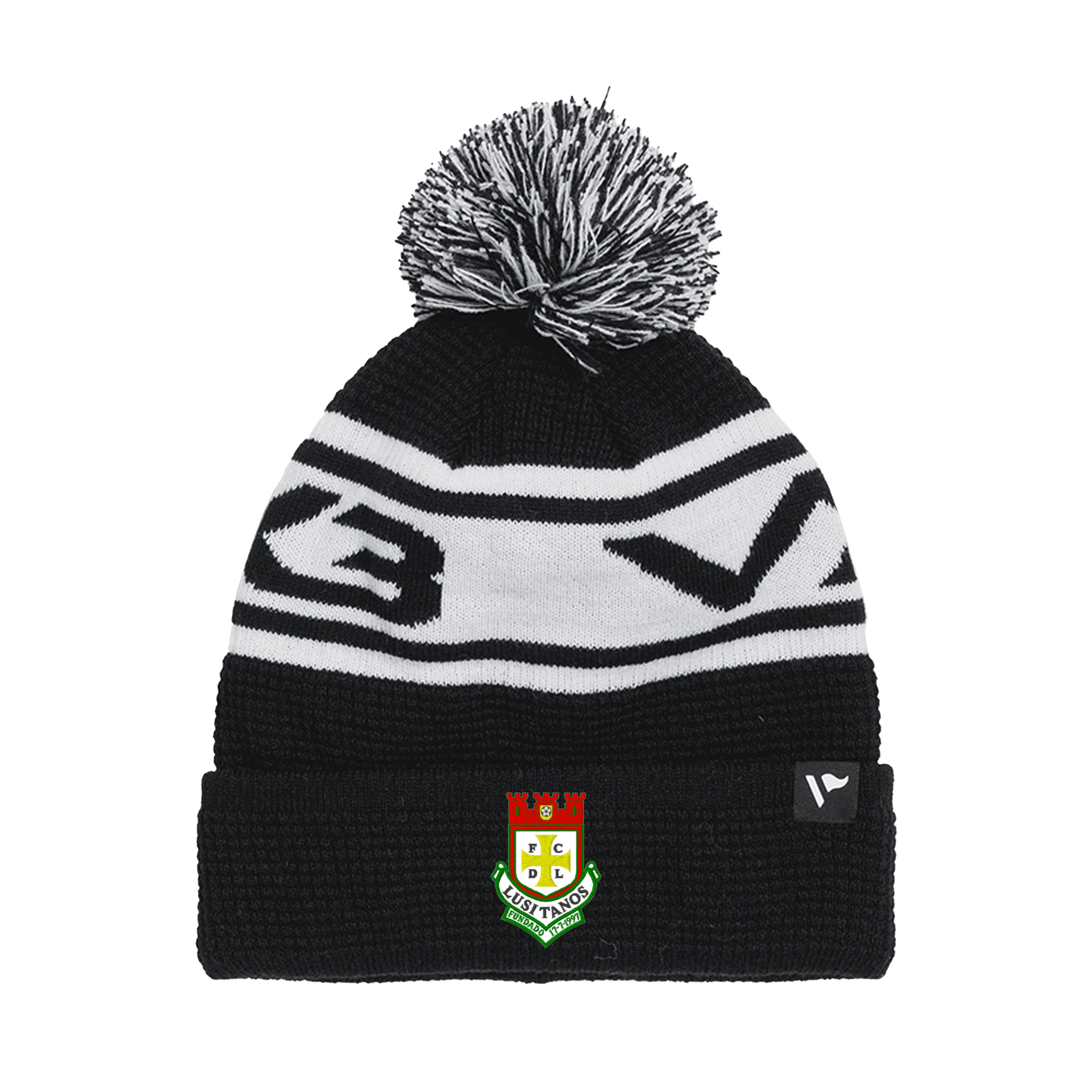 Lusitanos FC Waffle Knit Bobble Hat - Black/White