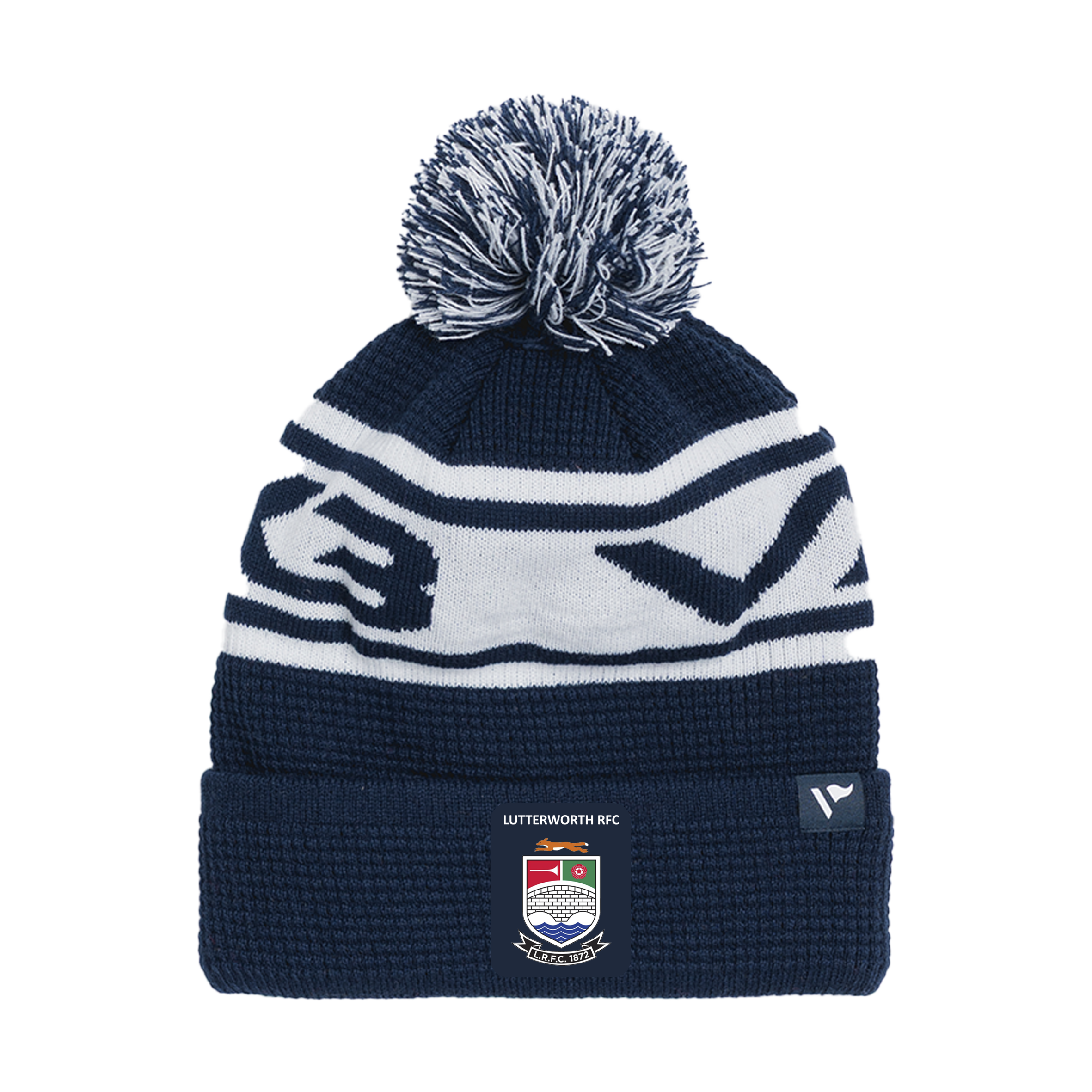 Lutterworth RFC Waffle Knit Bobble Hat - Navy/White