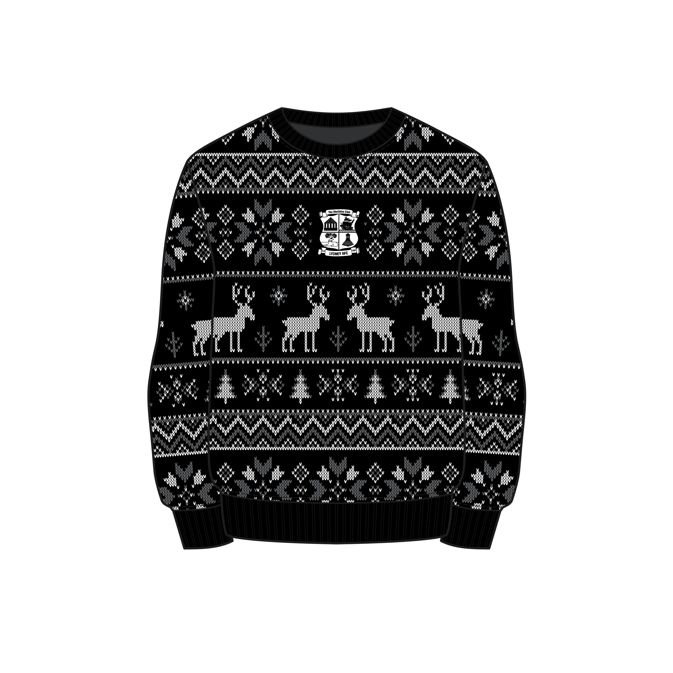 Lydney RFC Christmas Jumper - Black/Grey/White Youth