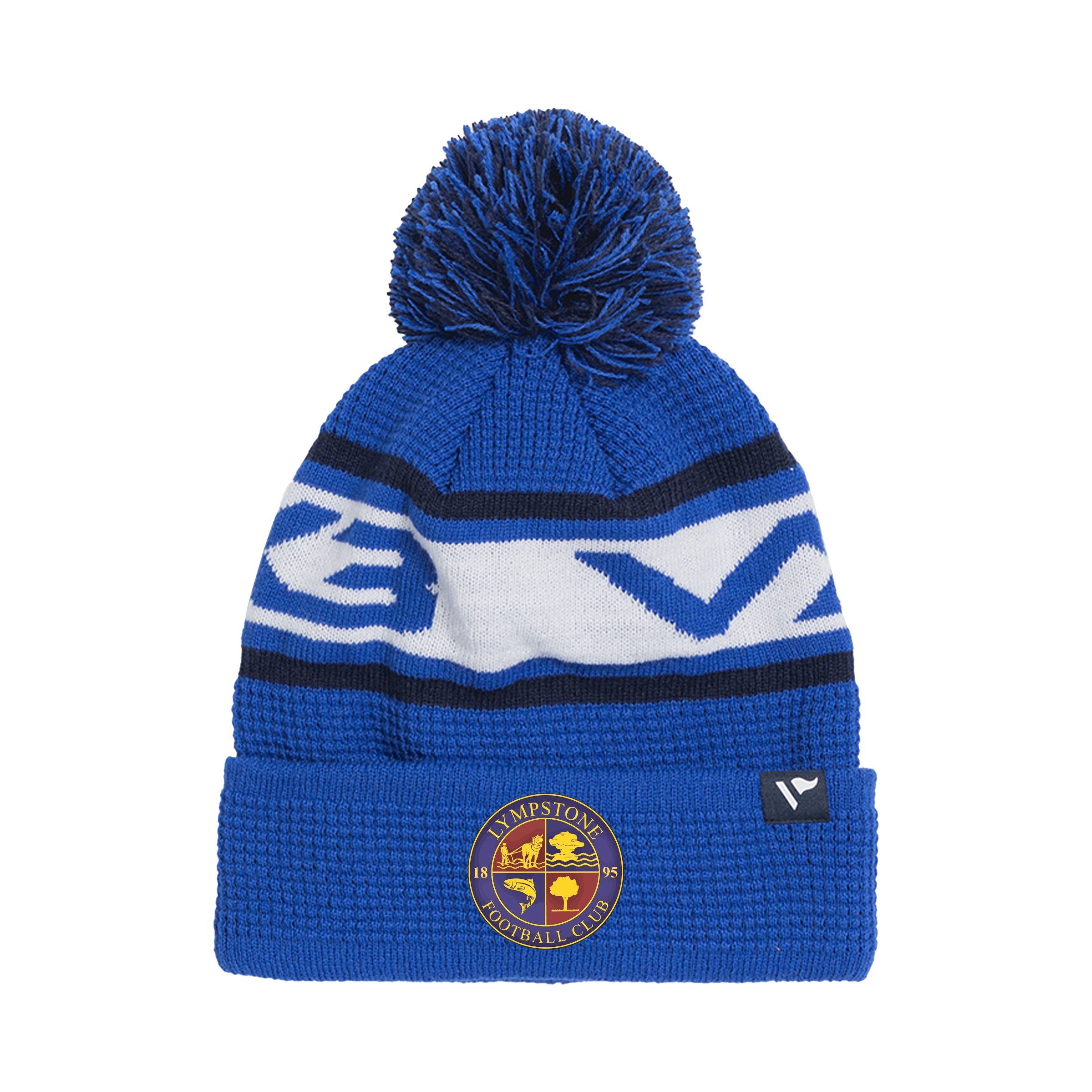 Lympstone FC  Waffle Knit Bobble Hat - Royal/Navy/White