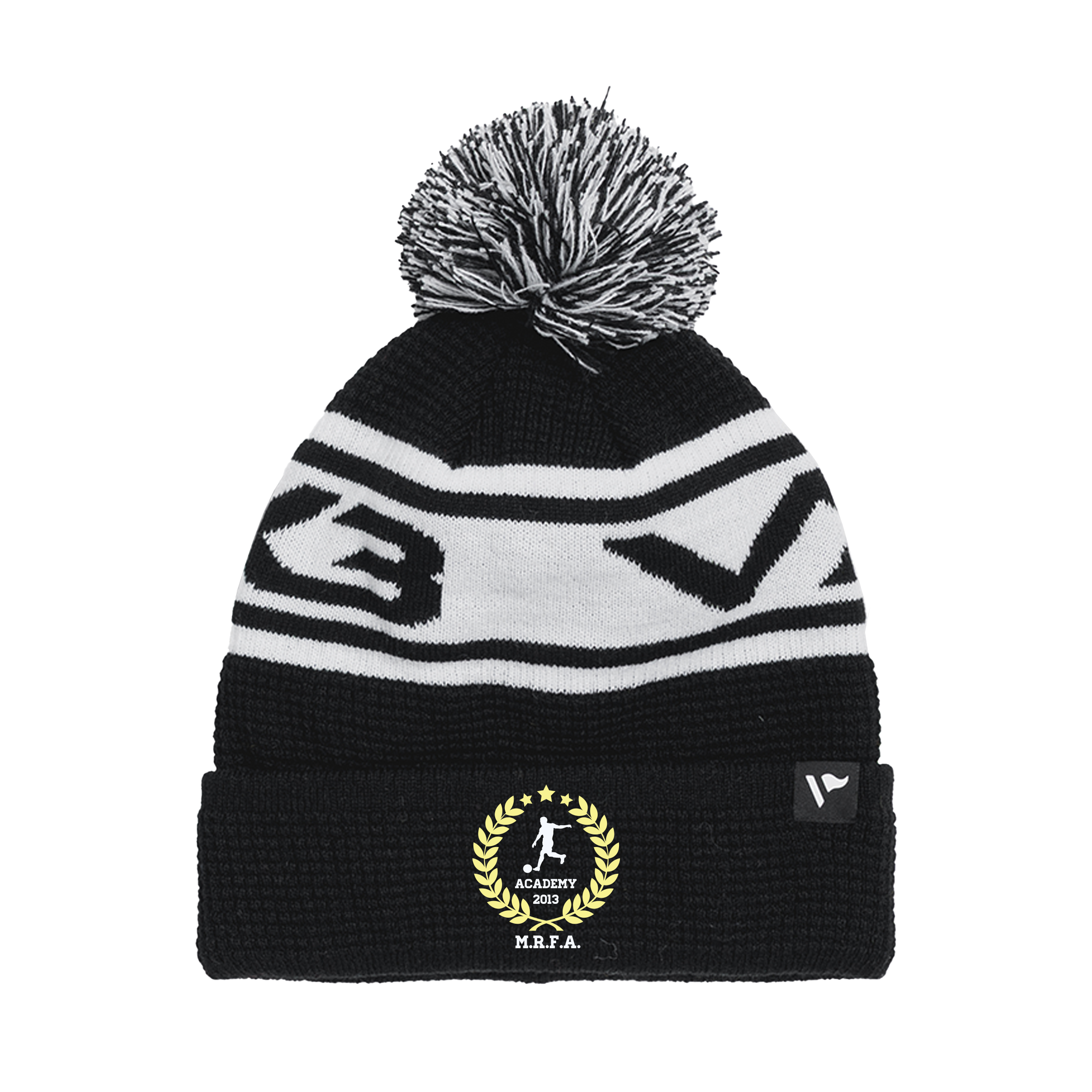 M.R.F.A. Academy Waffle Knit Bobble Hat - Black/White