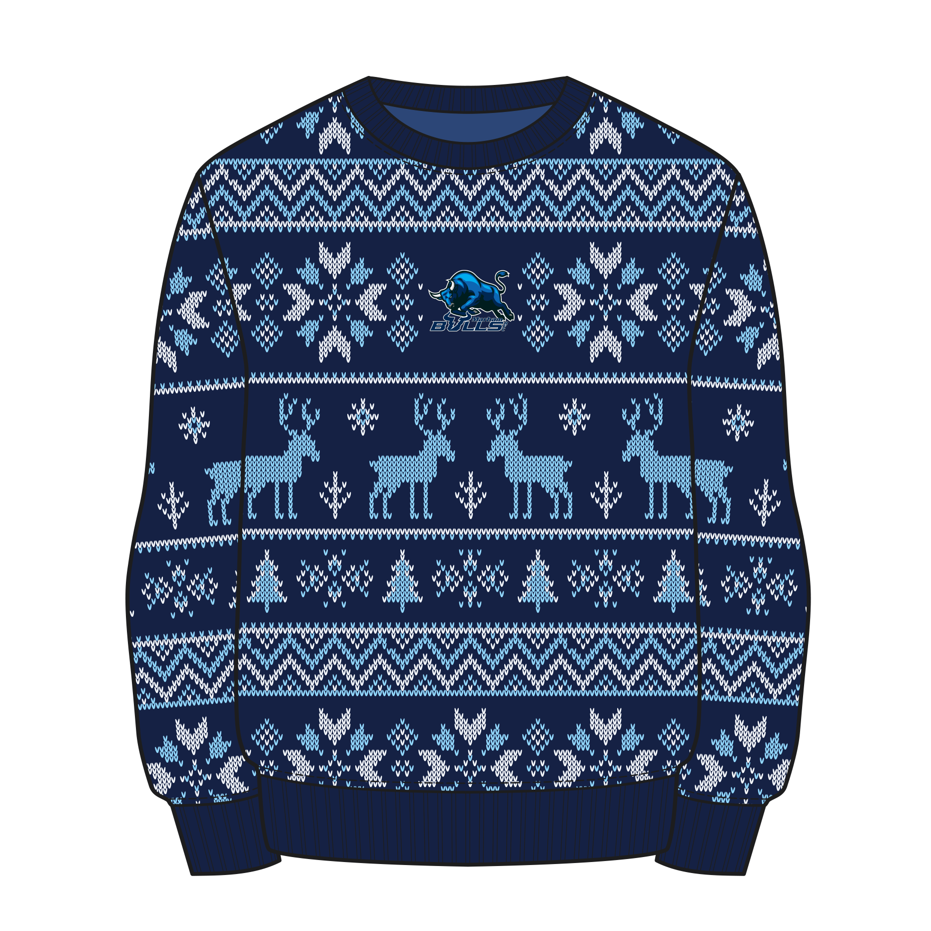 Marham Bulls RFC Christmas Jumper - Navy/Sky/White