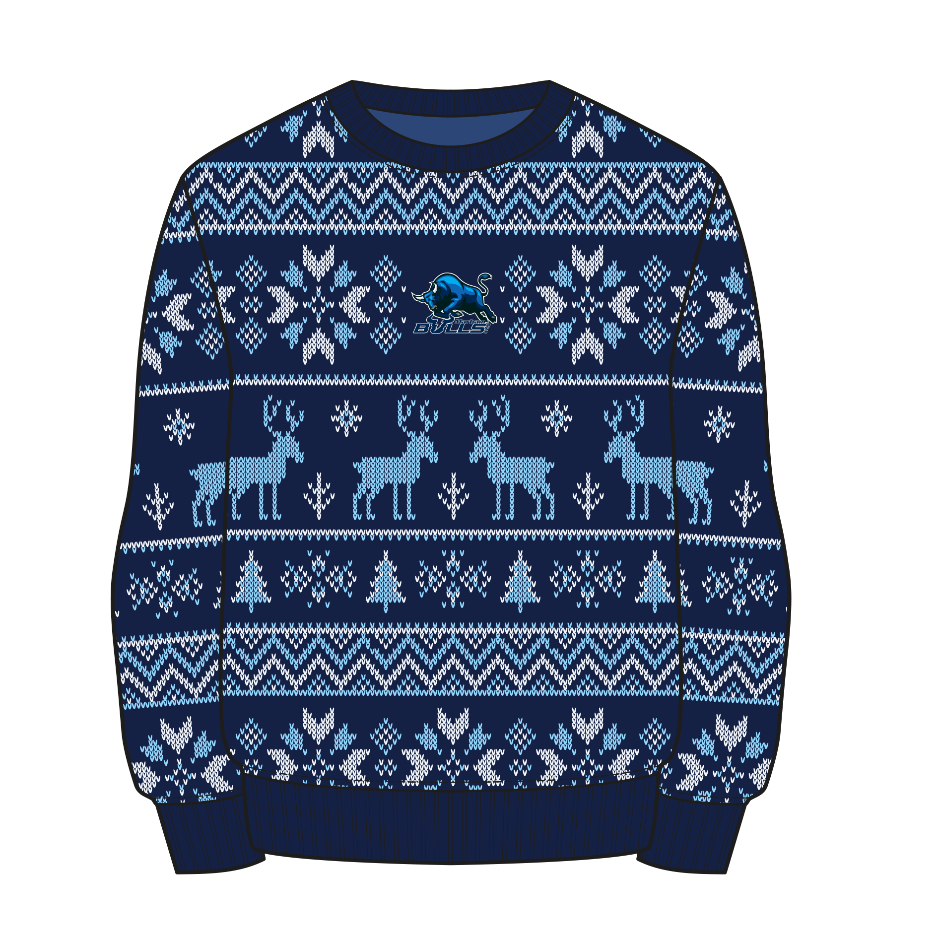 Marham Bulls RFC Christmas Jumper - Navy/Sky/White Youth