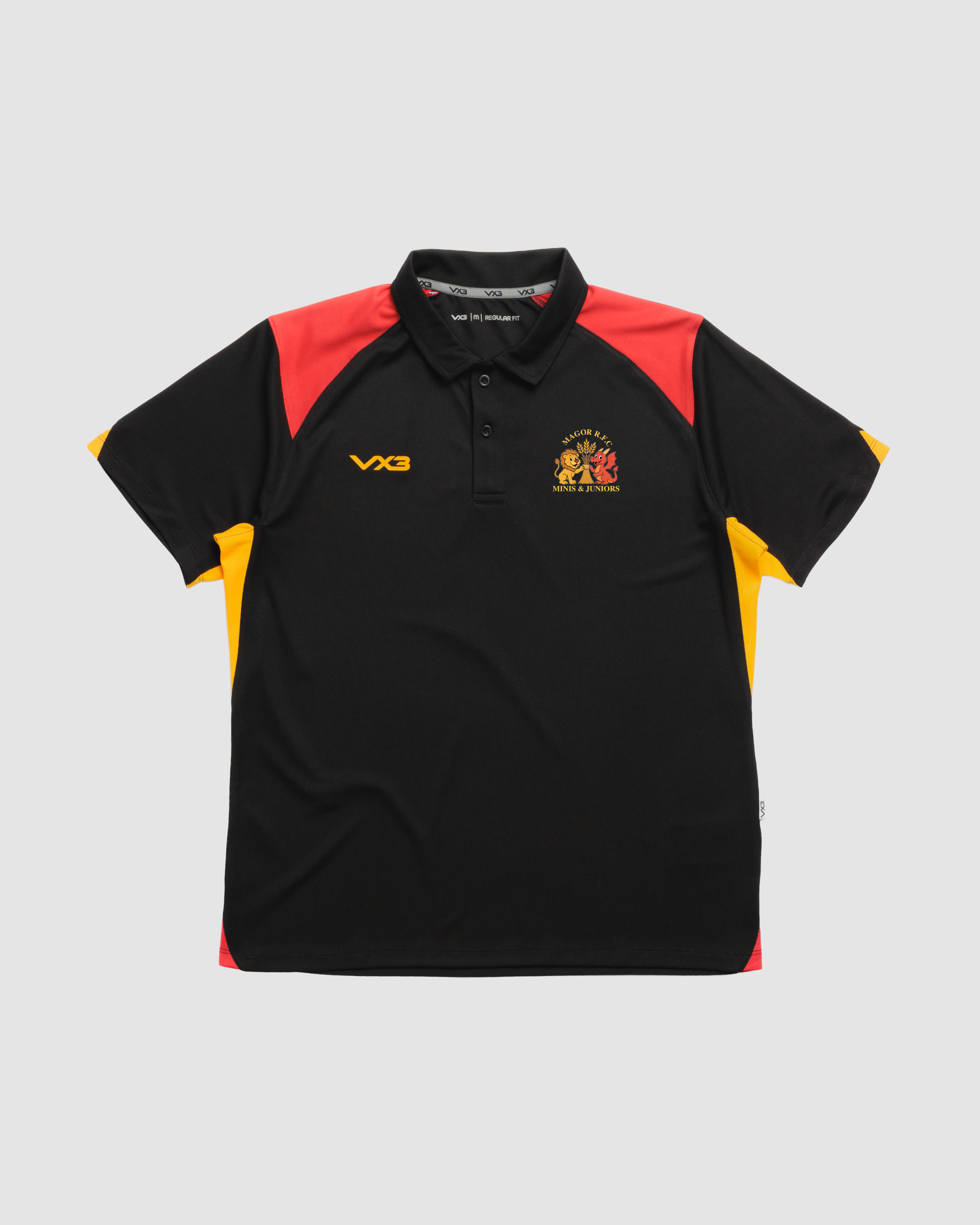 Magor RFC Minis Vertex Polo -Black/Red/Amber