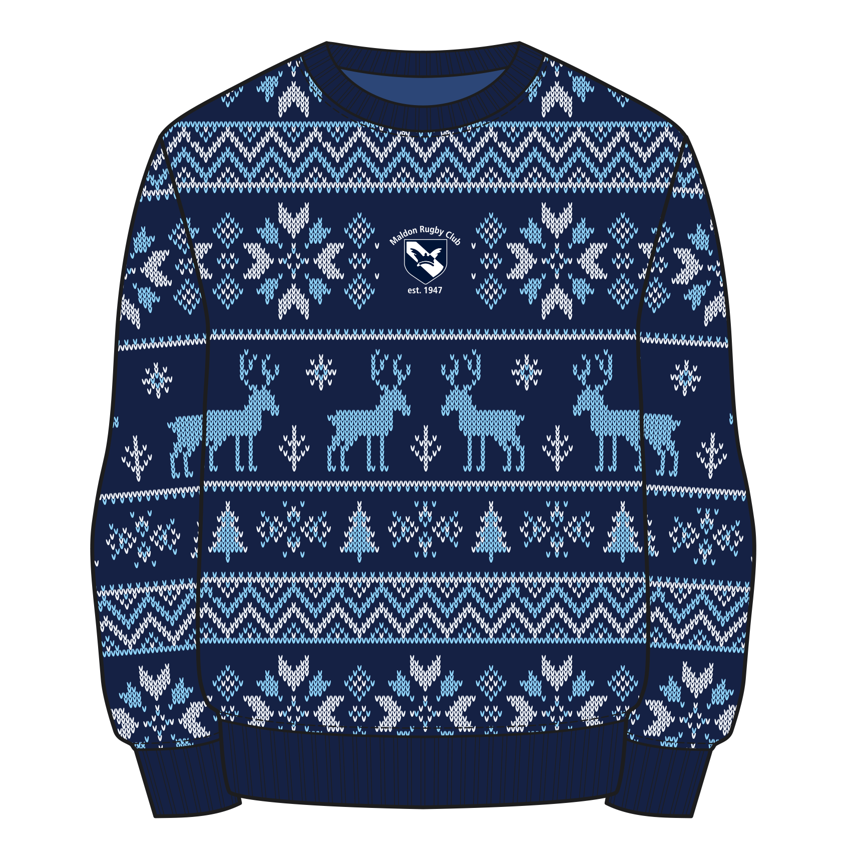 Maldon RFC Christmas Jumper - Navy/Sky/White Youth