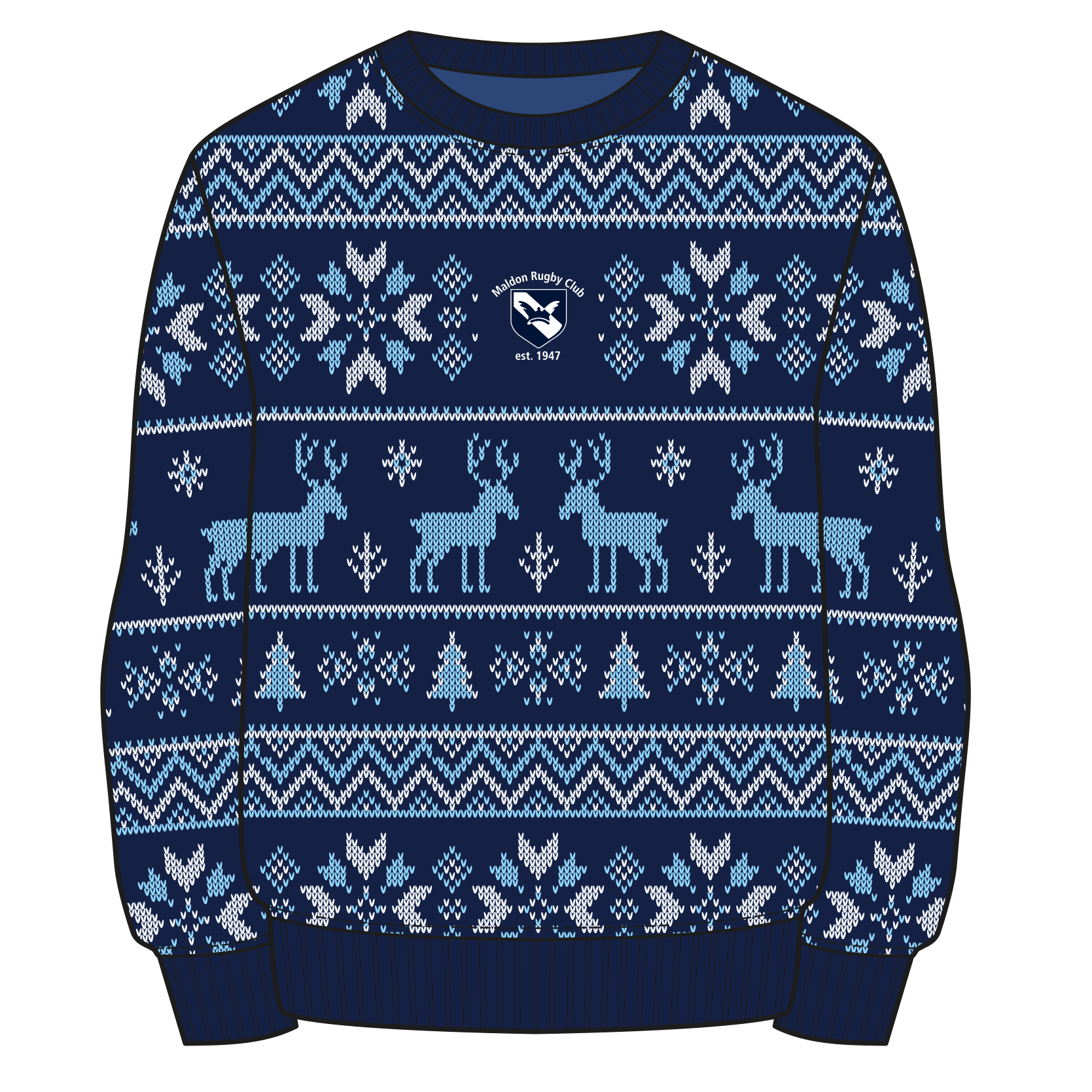 Maldon RFC Christmas Jumper - Navy/Sky/White