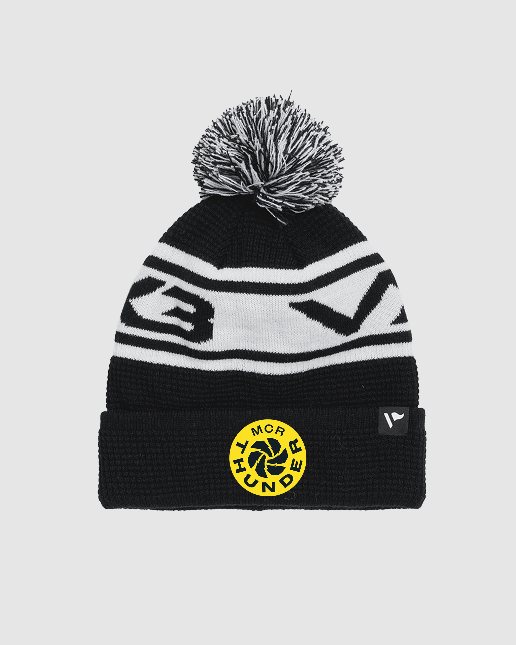 Manchester Thunder Waffle Bobble Hat Black/White
