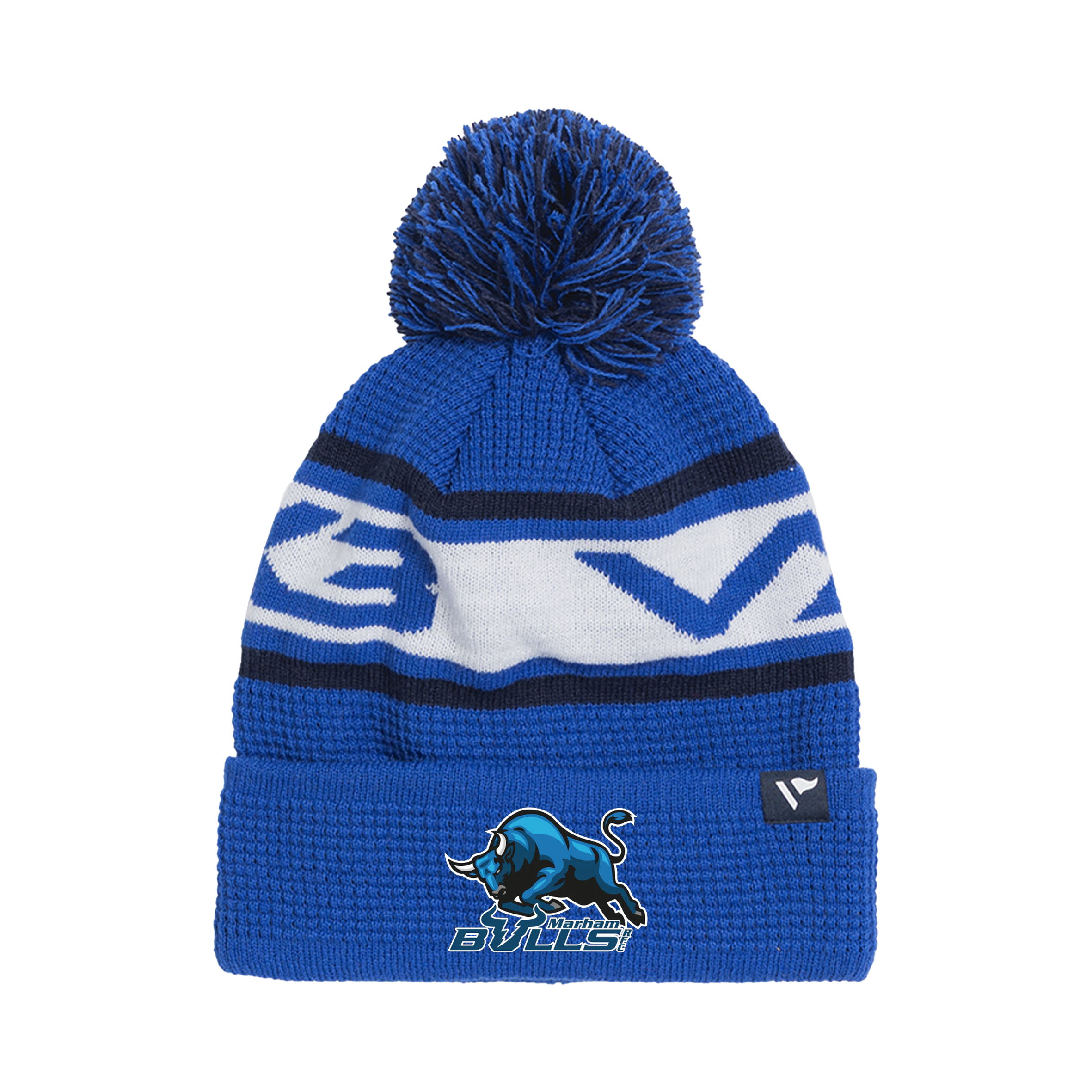 Marham Bulls RFC Waffle Knit Bobble Hat - Royal/Navy/White