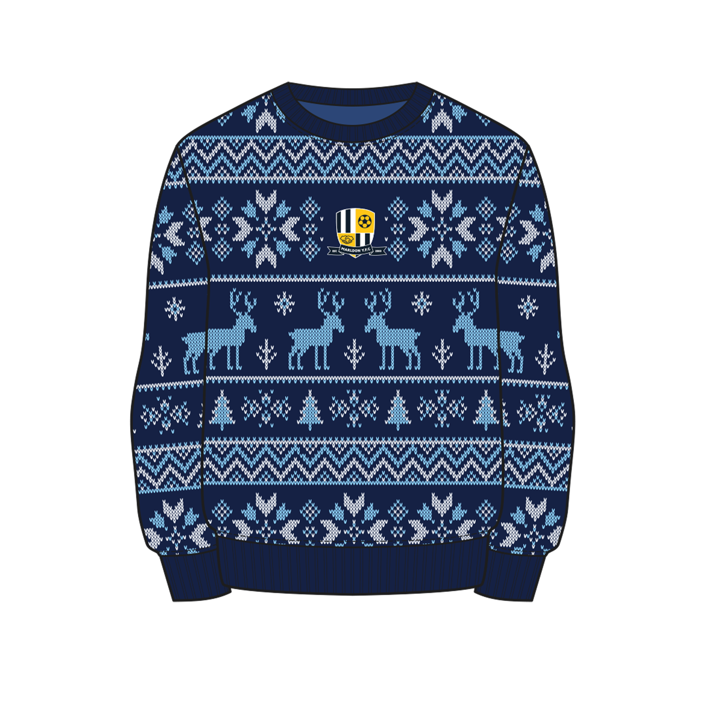 Marldon FC Christmas Jumper - Navy/Sky/White