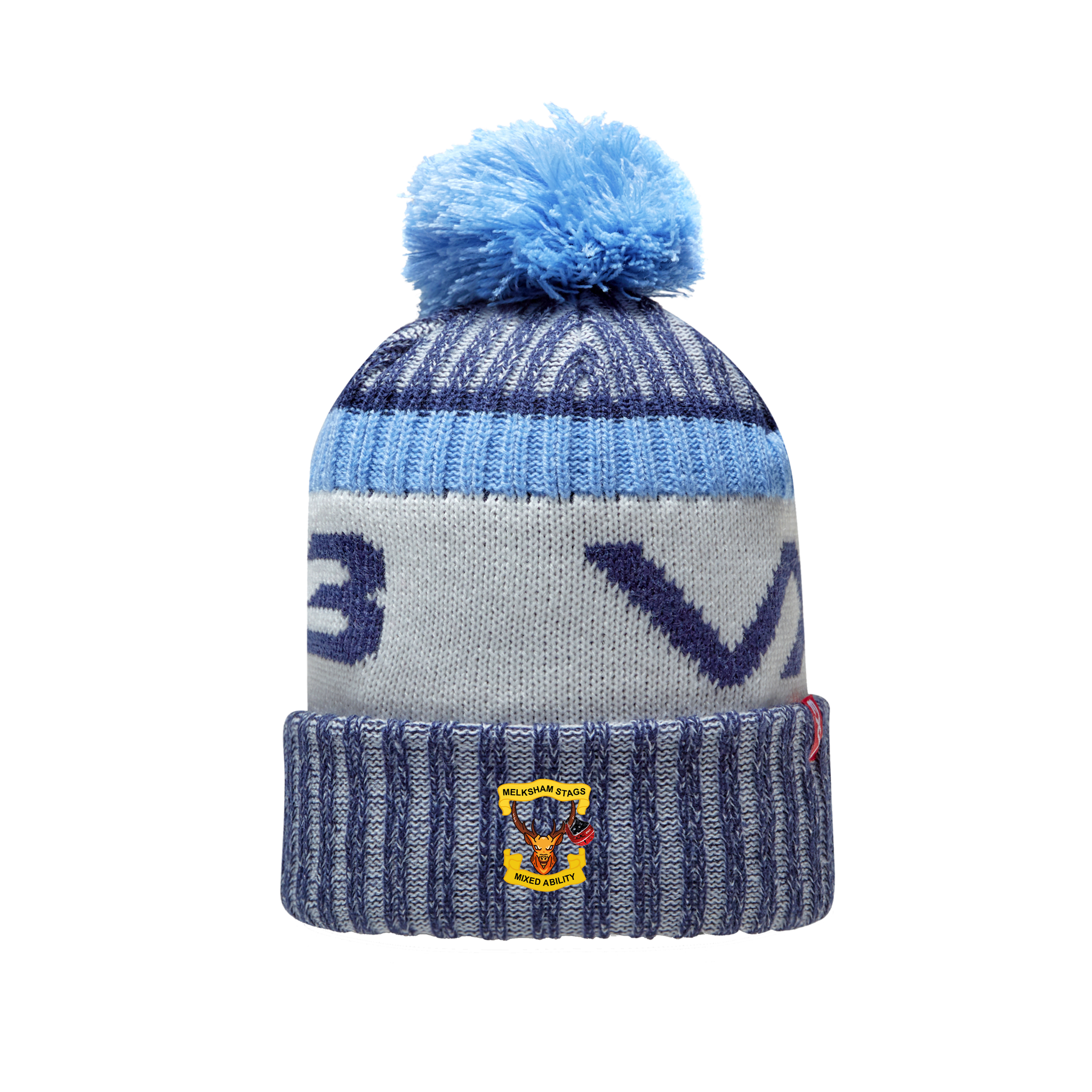 Melksham RFC - Mixed Ability Fleece-Lined Bobble Hat Navy/Sky/Antique