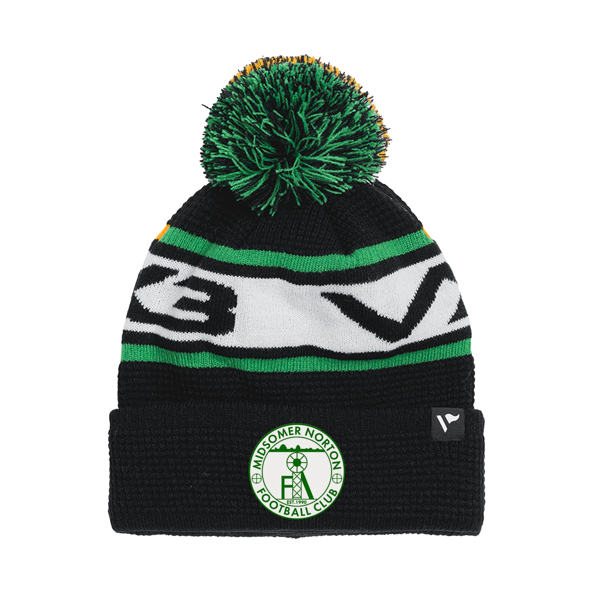 Midsomer Norton FC Waffle Knit Bobble Hat - Black/Emerald/White