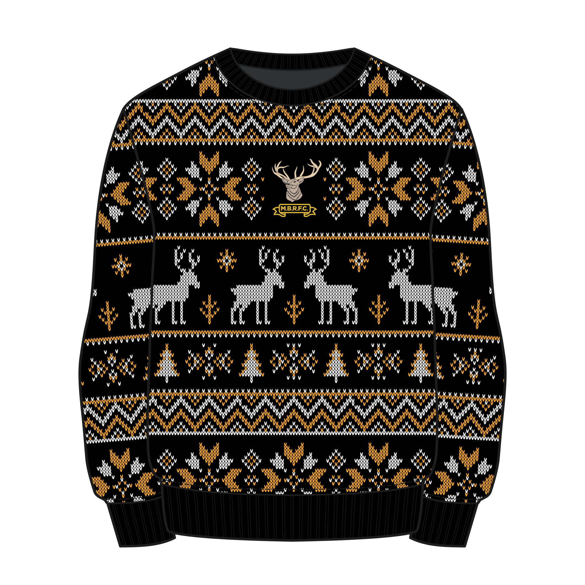 Minehead Barbarians Christmas Jumper - Black/Amber/White Youth