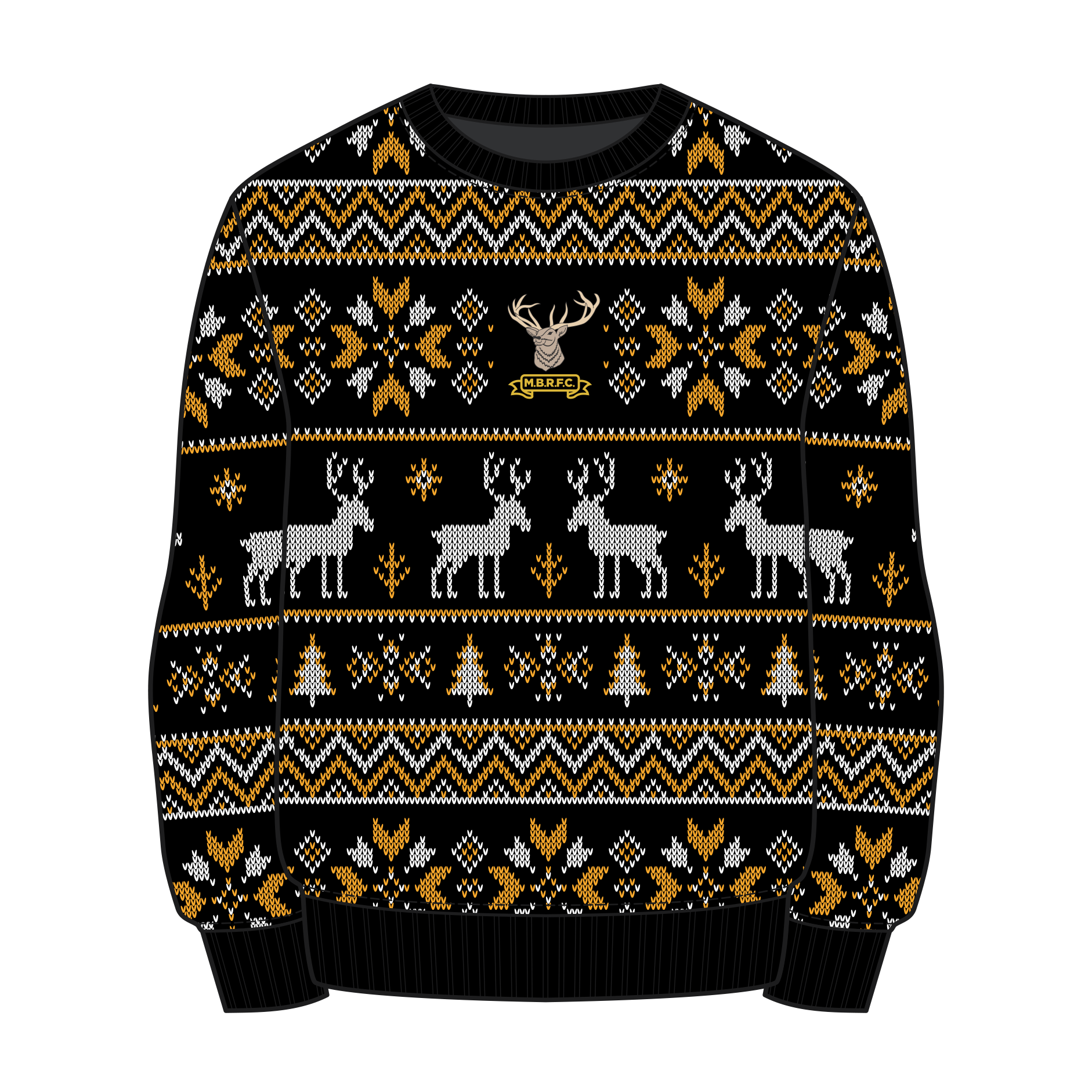 Minehead Barbarians Christmas Jumper - Black/Amber/White