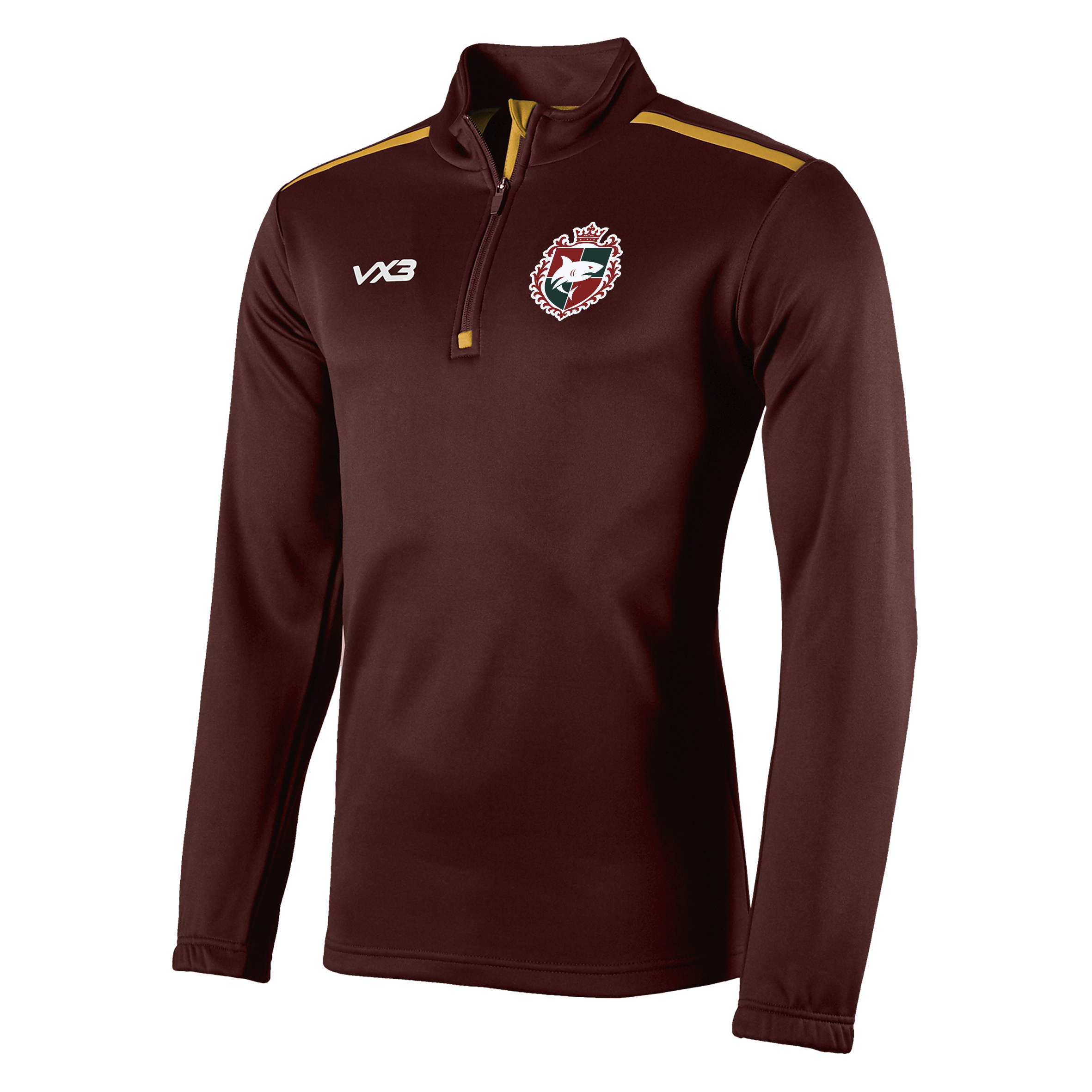 Shapwick House Millfield School Fortis Quarter Zip Sweat Maroon/Amber