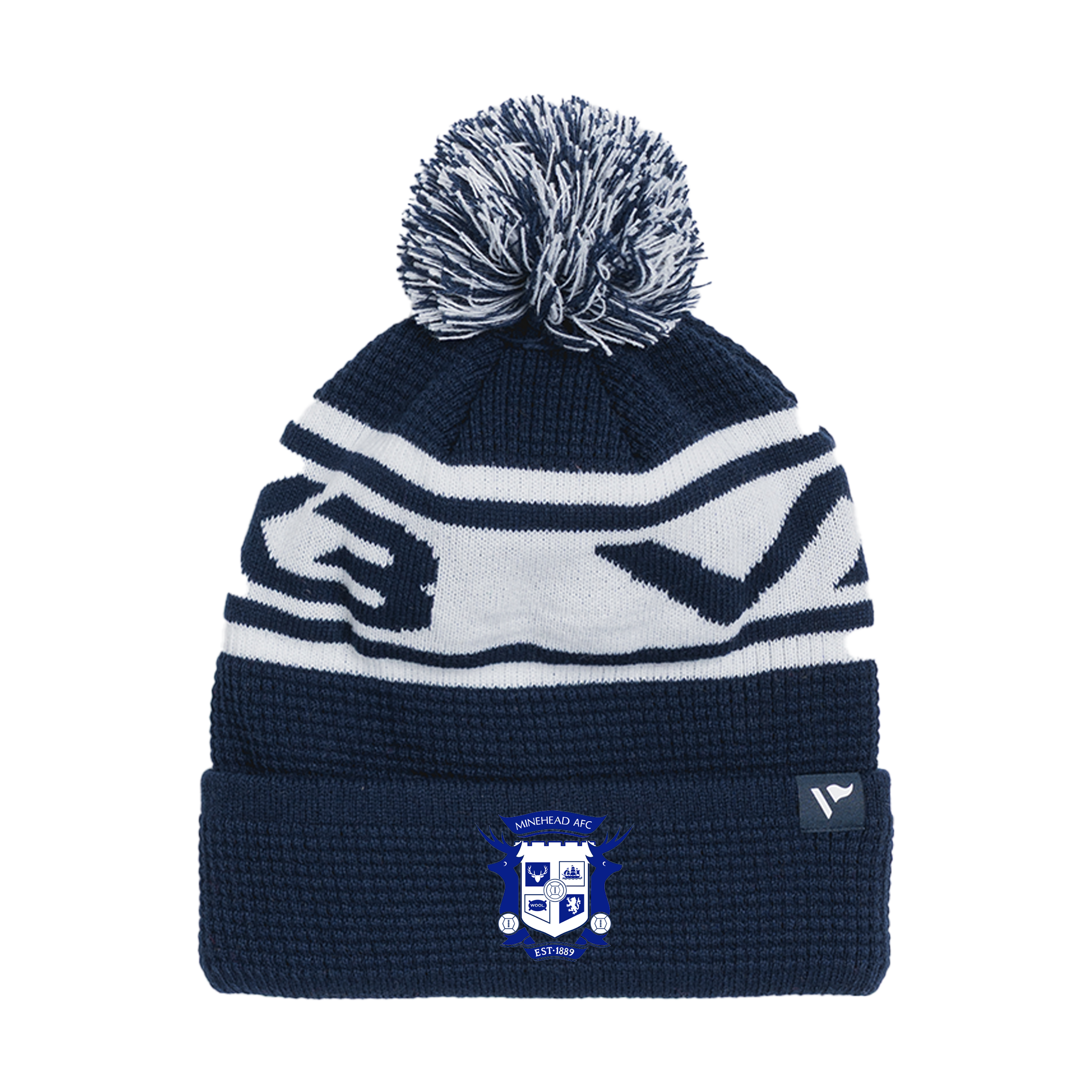 Minehead AFC Waffle Knit Bobble Hat - Navy/White