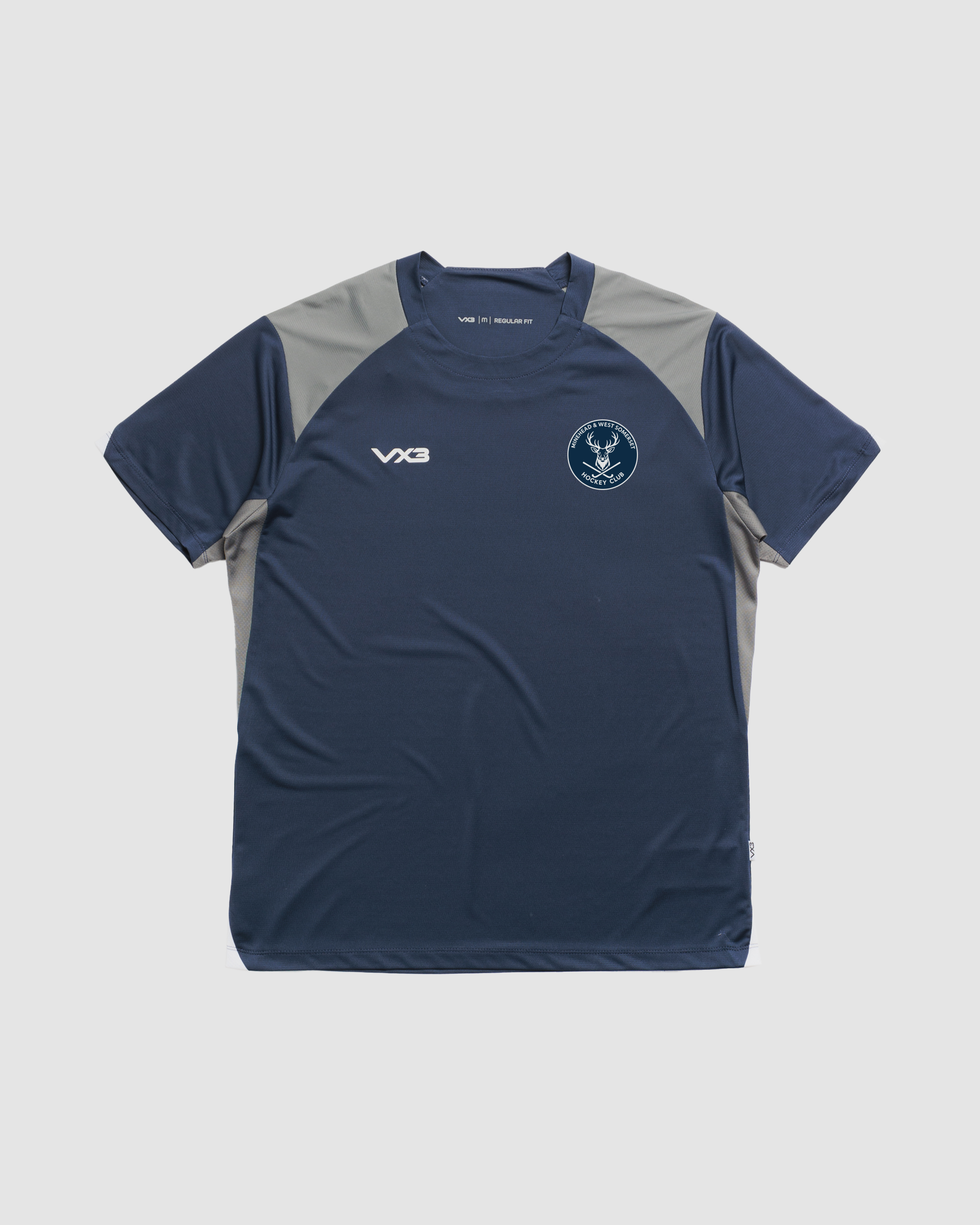 Minehead and West Somerset Hockey Club Vertex Youth Tee -Navy/Grey/White