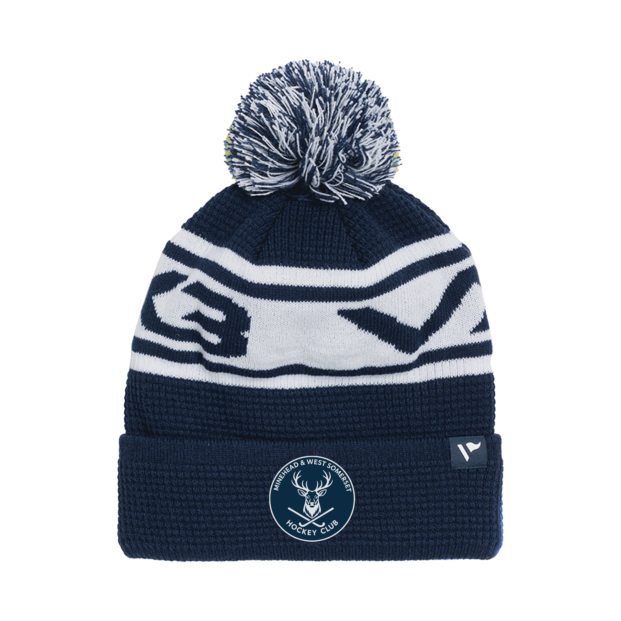 Minehead and West Somerset Hockey Club Waffle Knit Bobble Hat - Navy/White