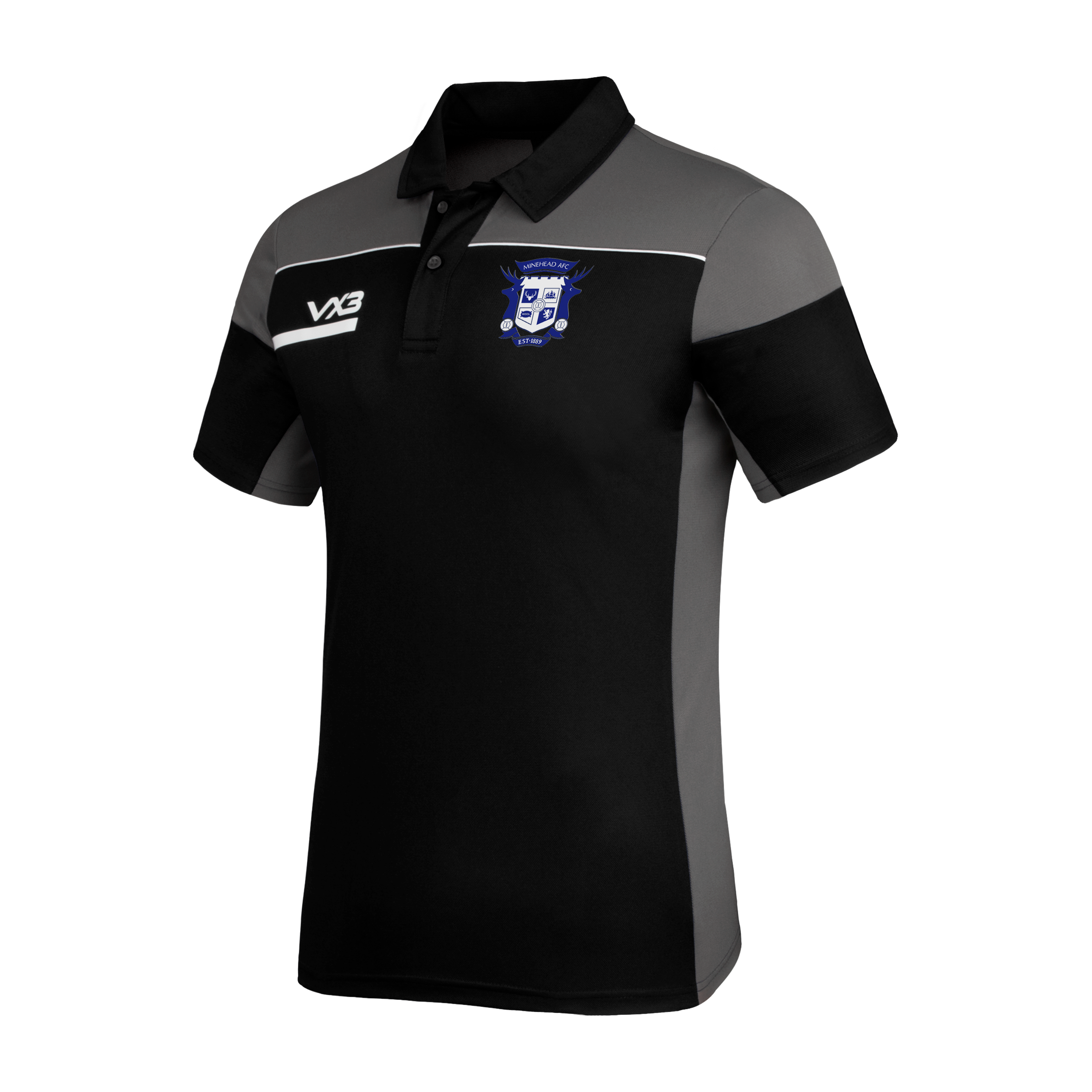 Minehead AFC Opus Polo - Black Grey