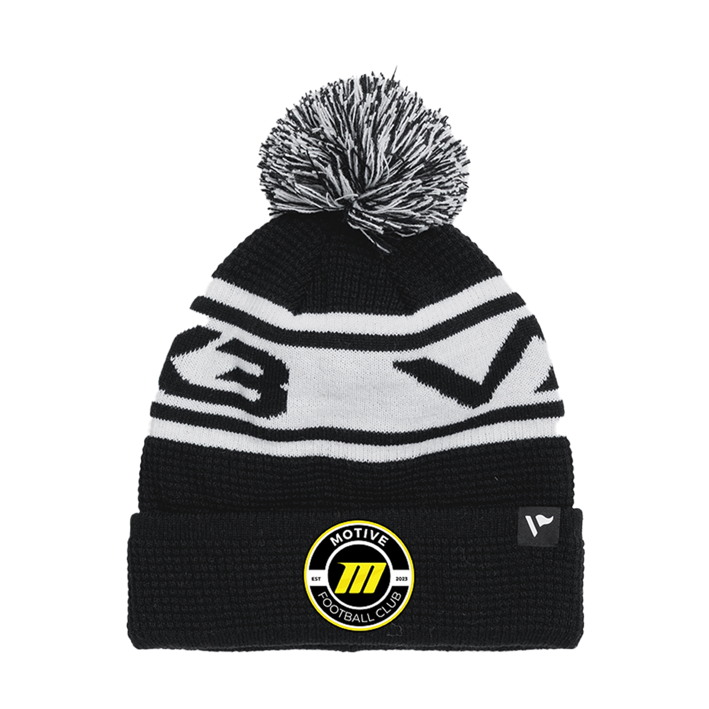 Motive FC Waffle Knit Bobble Hat - Black/White