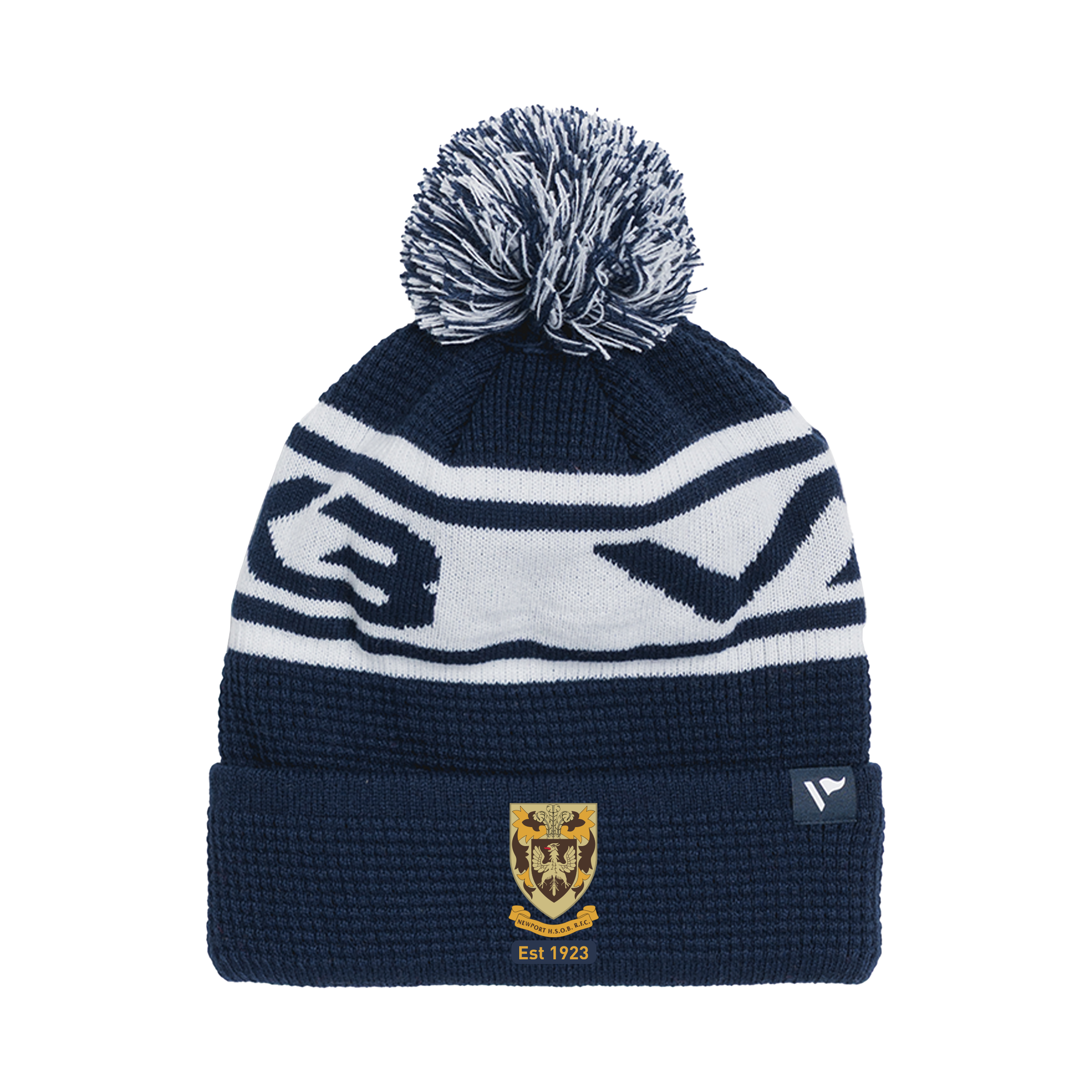 NHSOB RFC Waffle Knit Bobble Hat - Navy/White