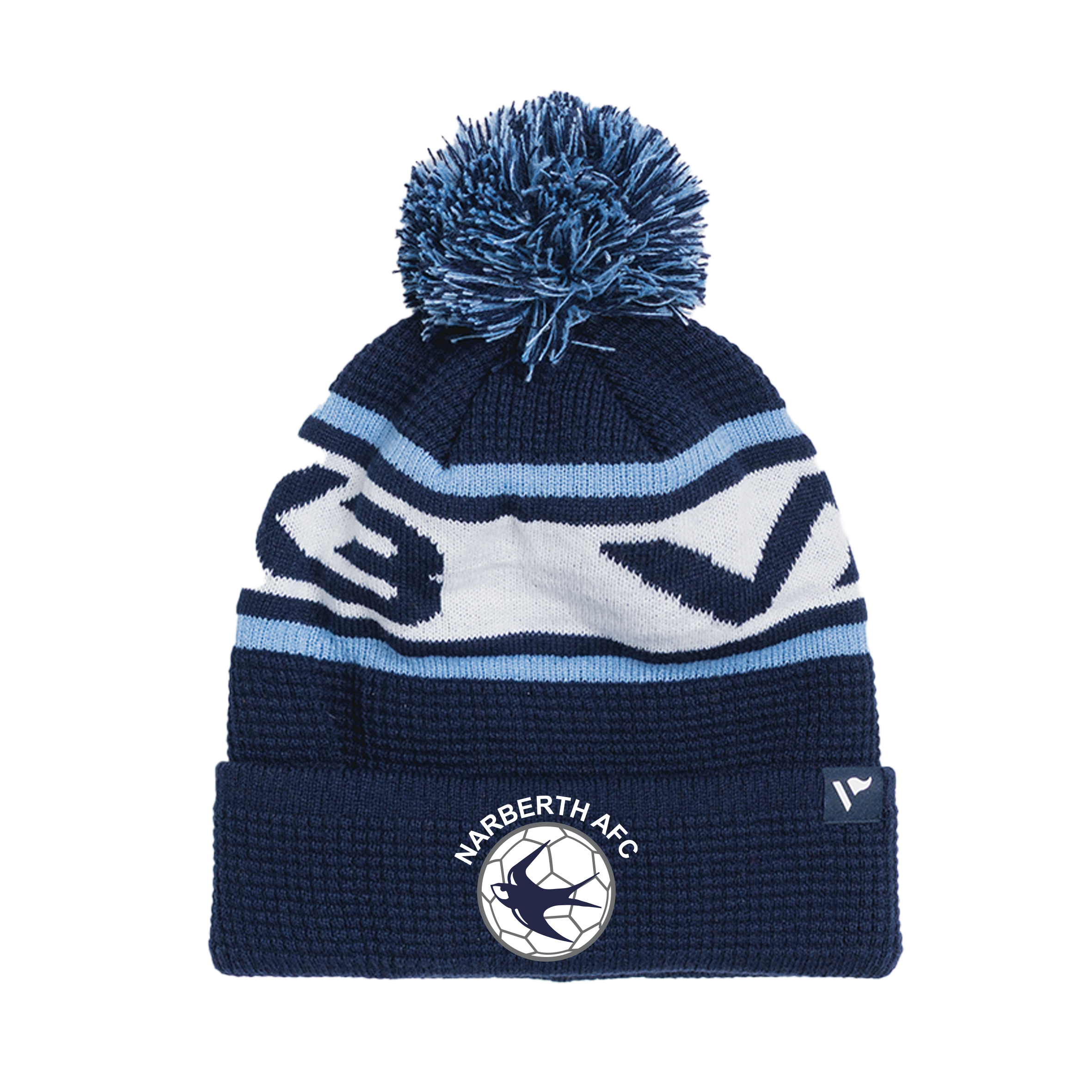 Narberth AFC Waffle Knit Bobble Hat - Navy/White