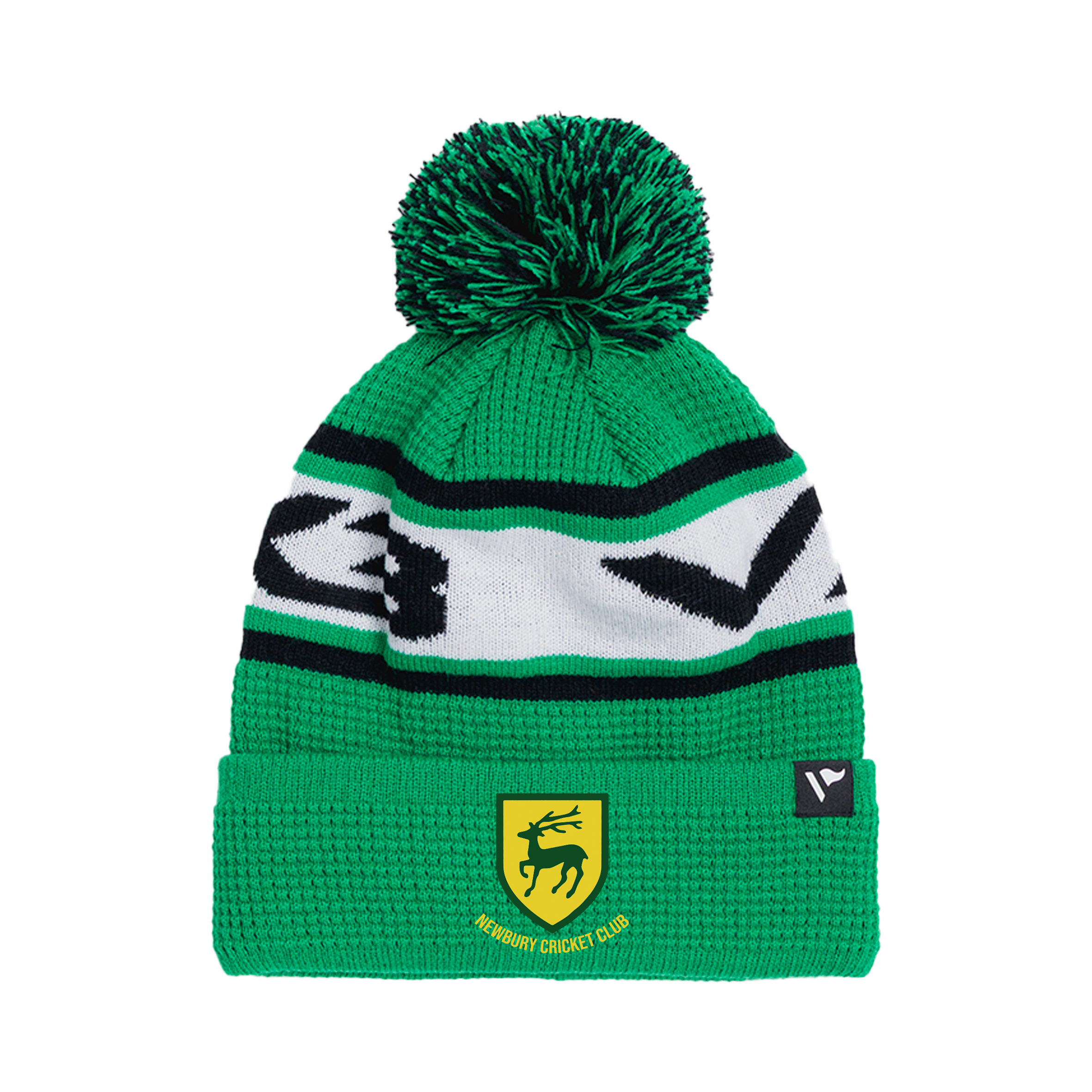 Newbury Cricket Club Waffle Knit Bobble Hat - Emerald/Black/White