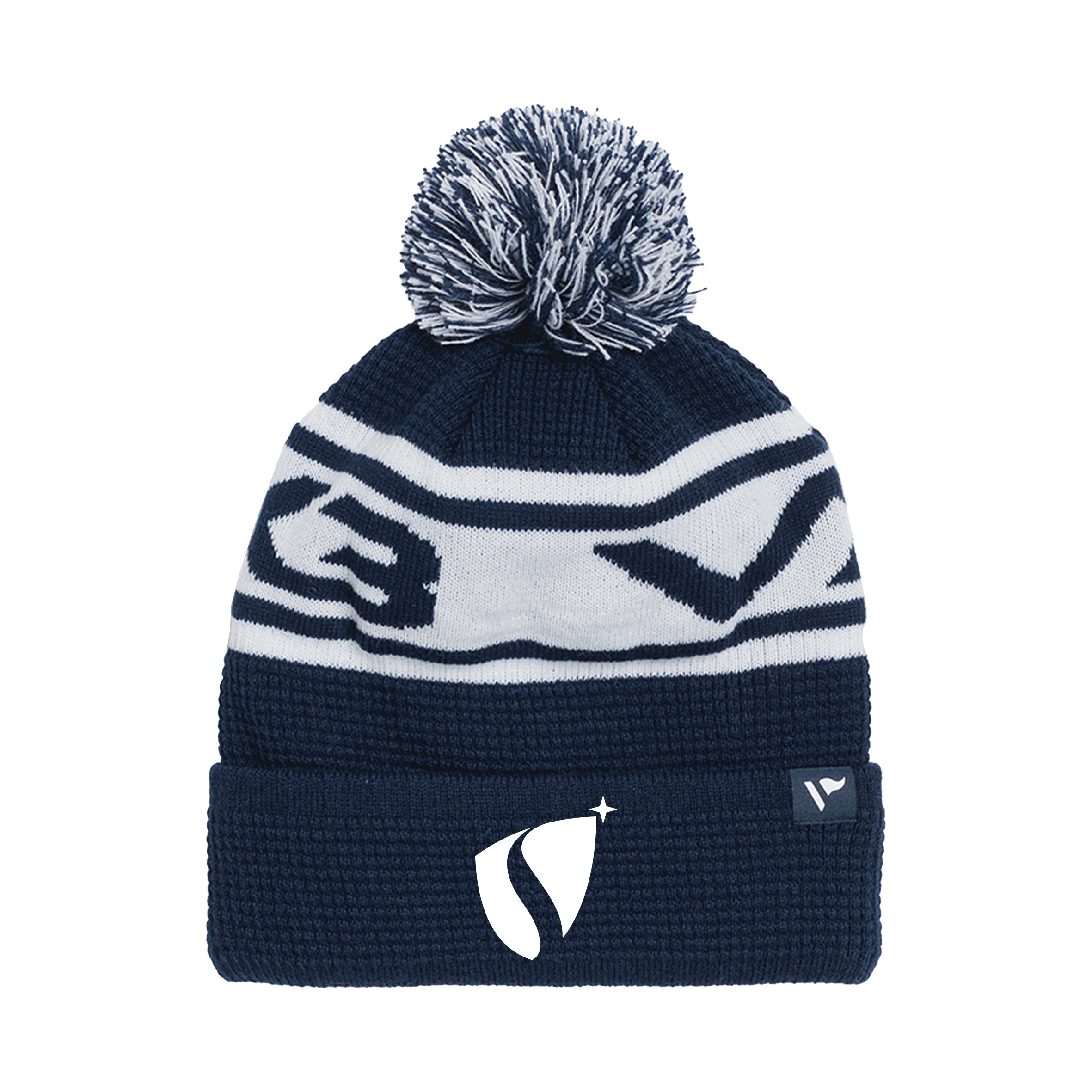 Newcastle School Old Boys 7s Waffle Knit Bobble Hat - Navy/White
