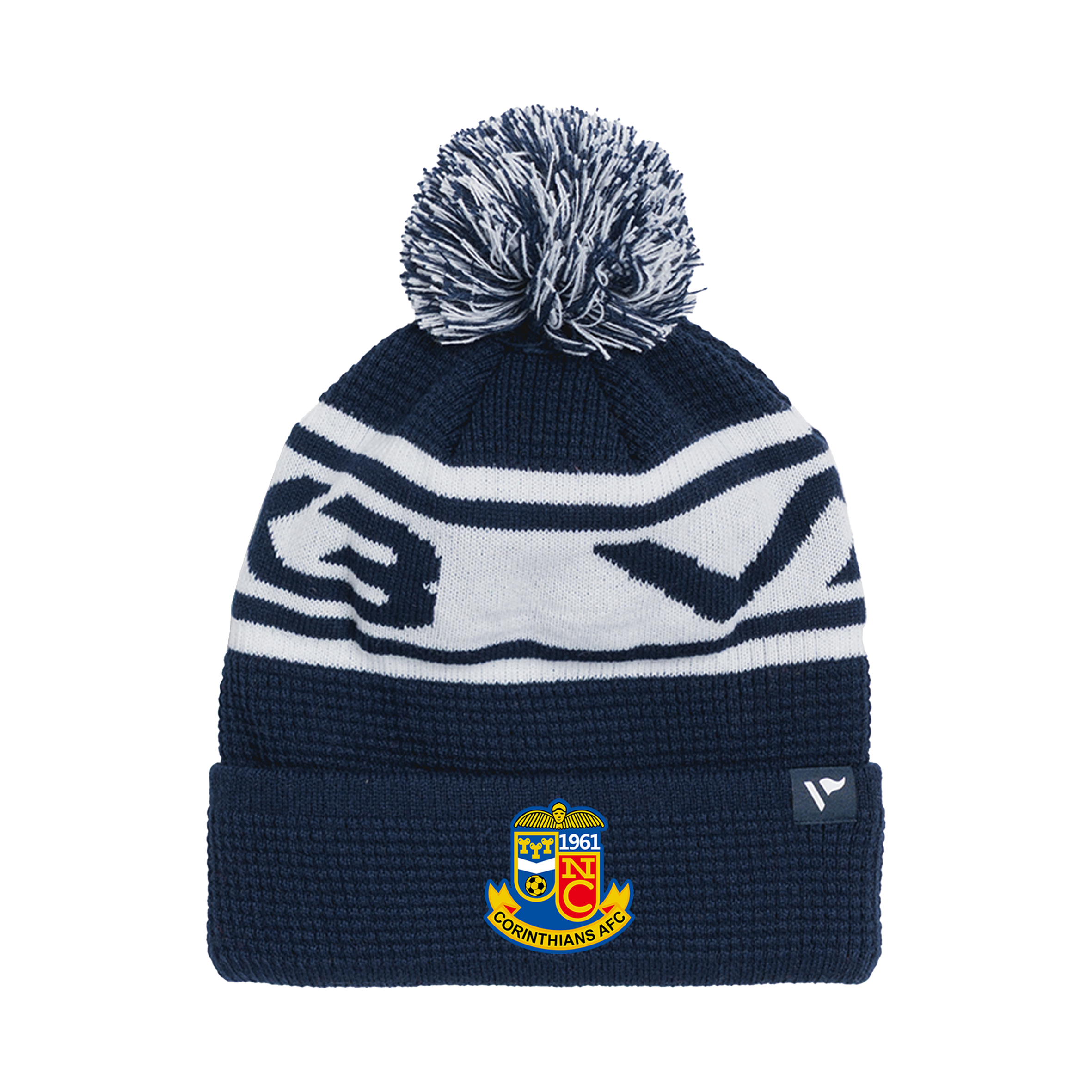 Newport Corinthians FC Waffle Knit Bobble Hat - Navy/White