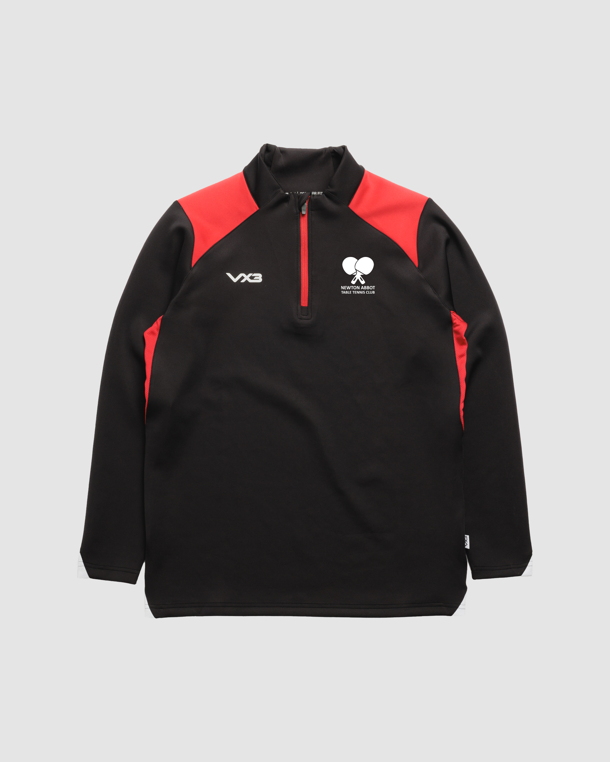Newton Abbot Table Tennis Vertex Youth Quarter Zip -Black/Red/White
