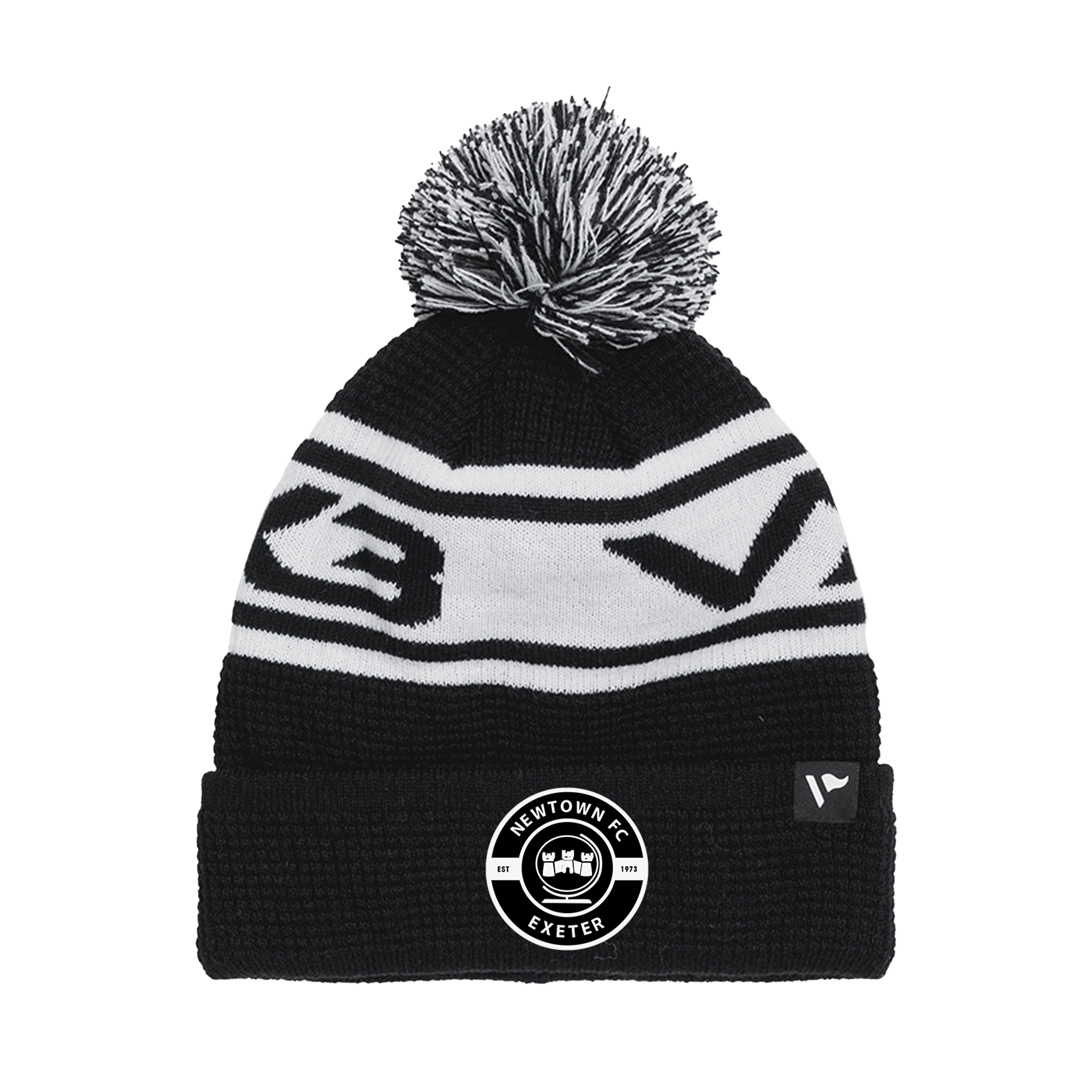 Newtown FC Waffle Knit Bobble Hat - Black/White