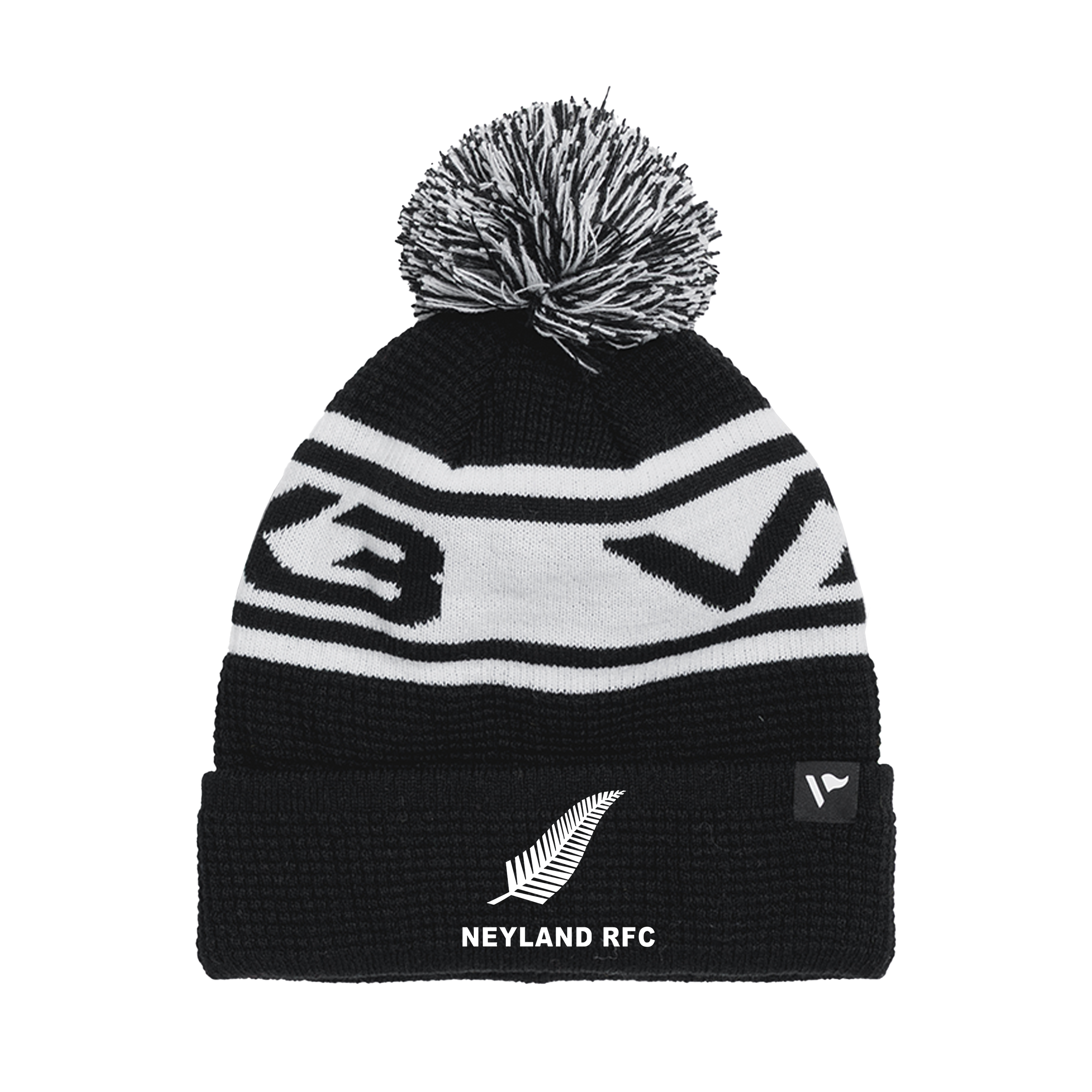 Neyland RFC Waffle Knit Bobble Hat - Black/White