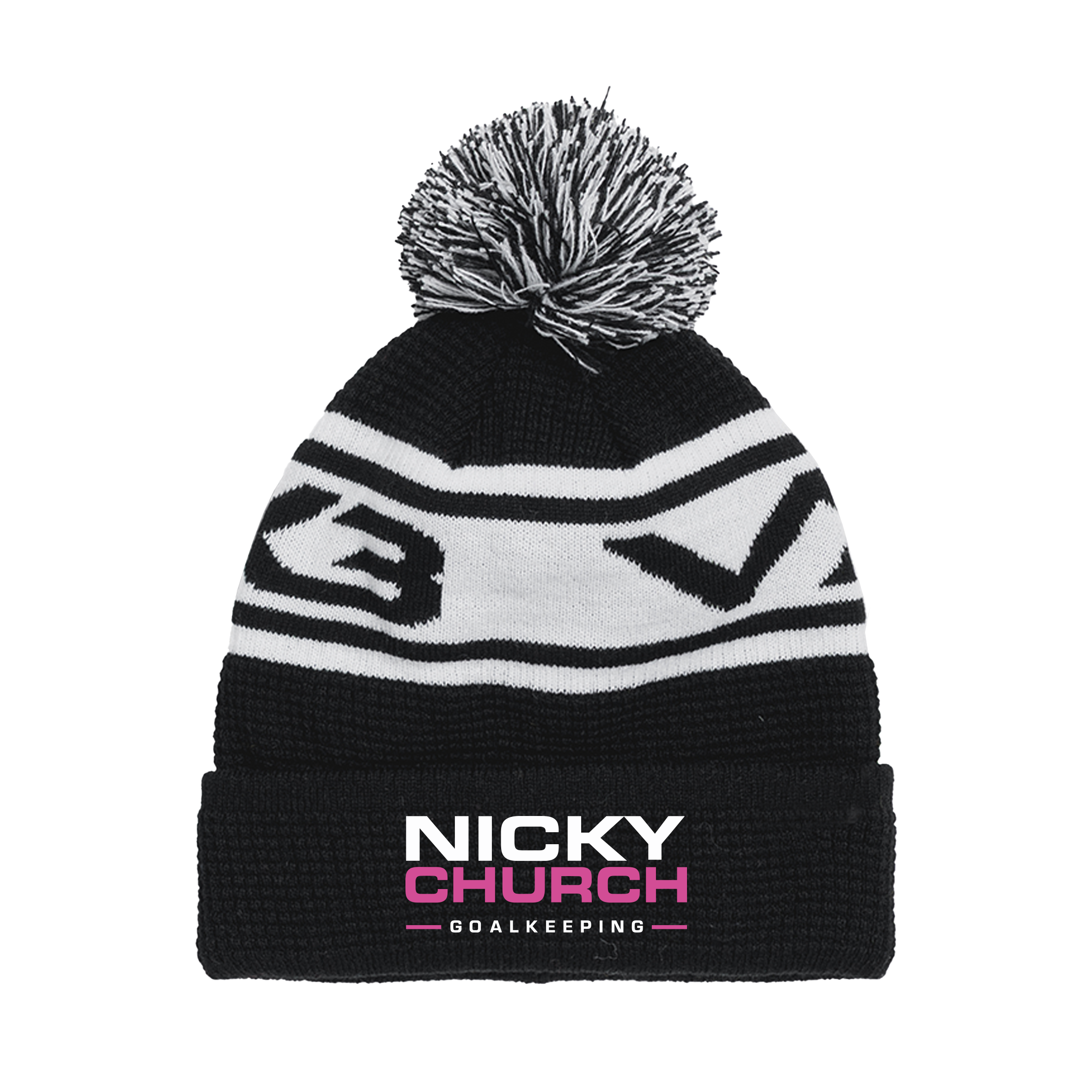 Nicky Church Goalkeeping Waffle Knit Bobble Hat - Black/White