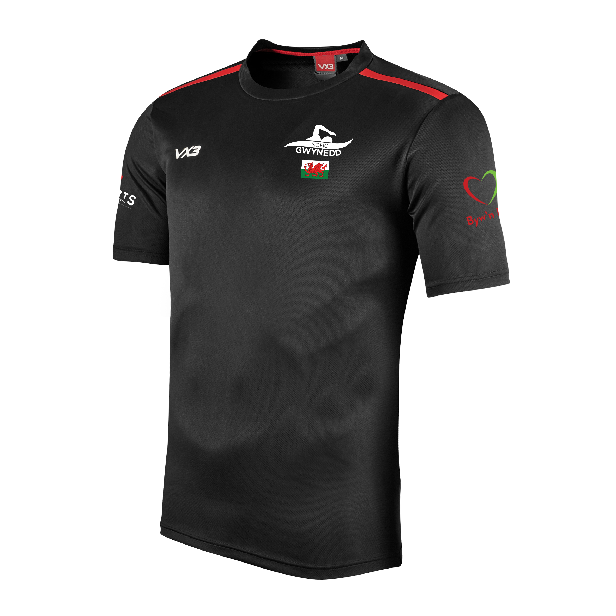 Nofio Gwynedd Performance Black Fortis Tee