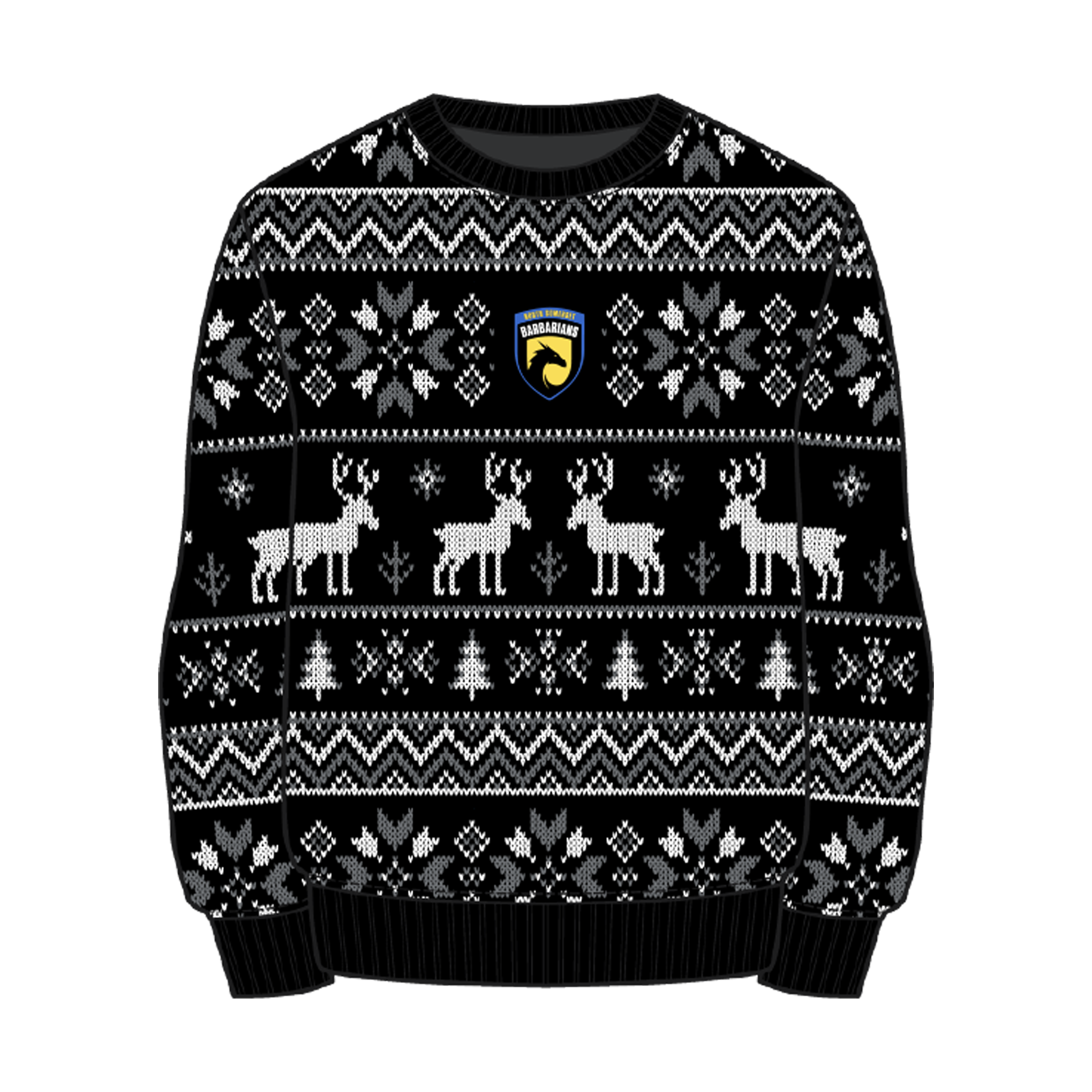 North Somerset Barbarians Christmas Jumper - Black/Grey/White