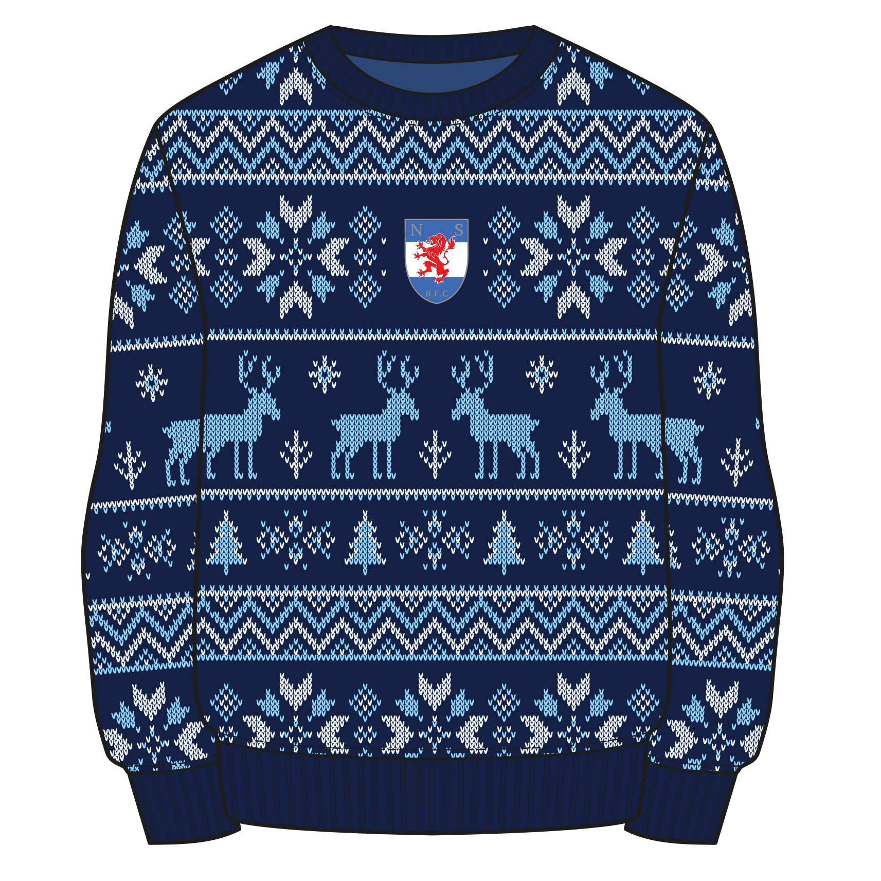 North Shields Rugby Club Christmas Jumper - Navy/Sky/White
