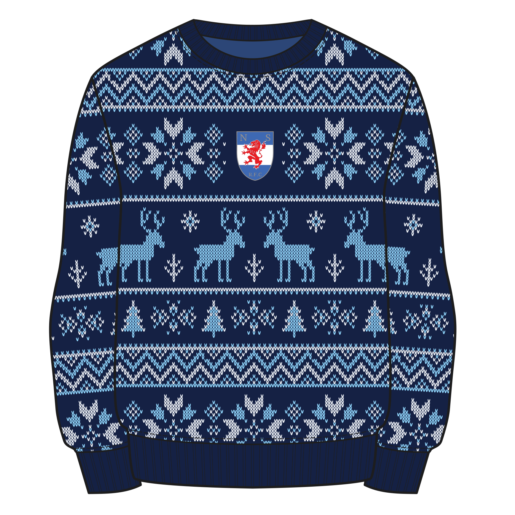 North Shields Rugby Club Christmas Jumper - Navy/Sky/White Youth