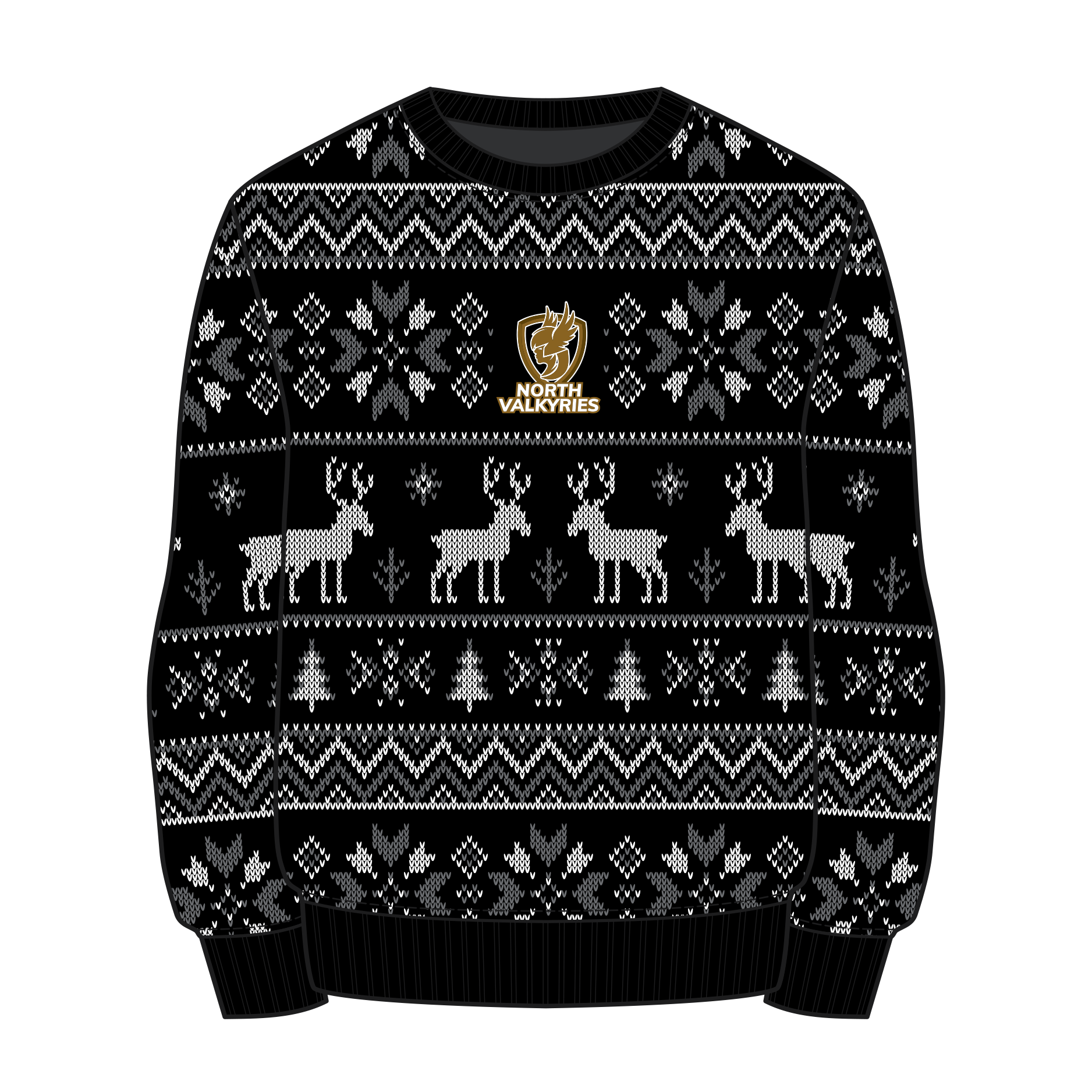 North Valkyries Christmas Jumper - Black/Grey/White Youth