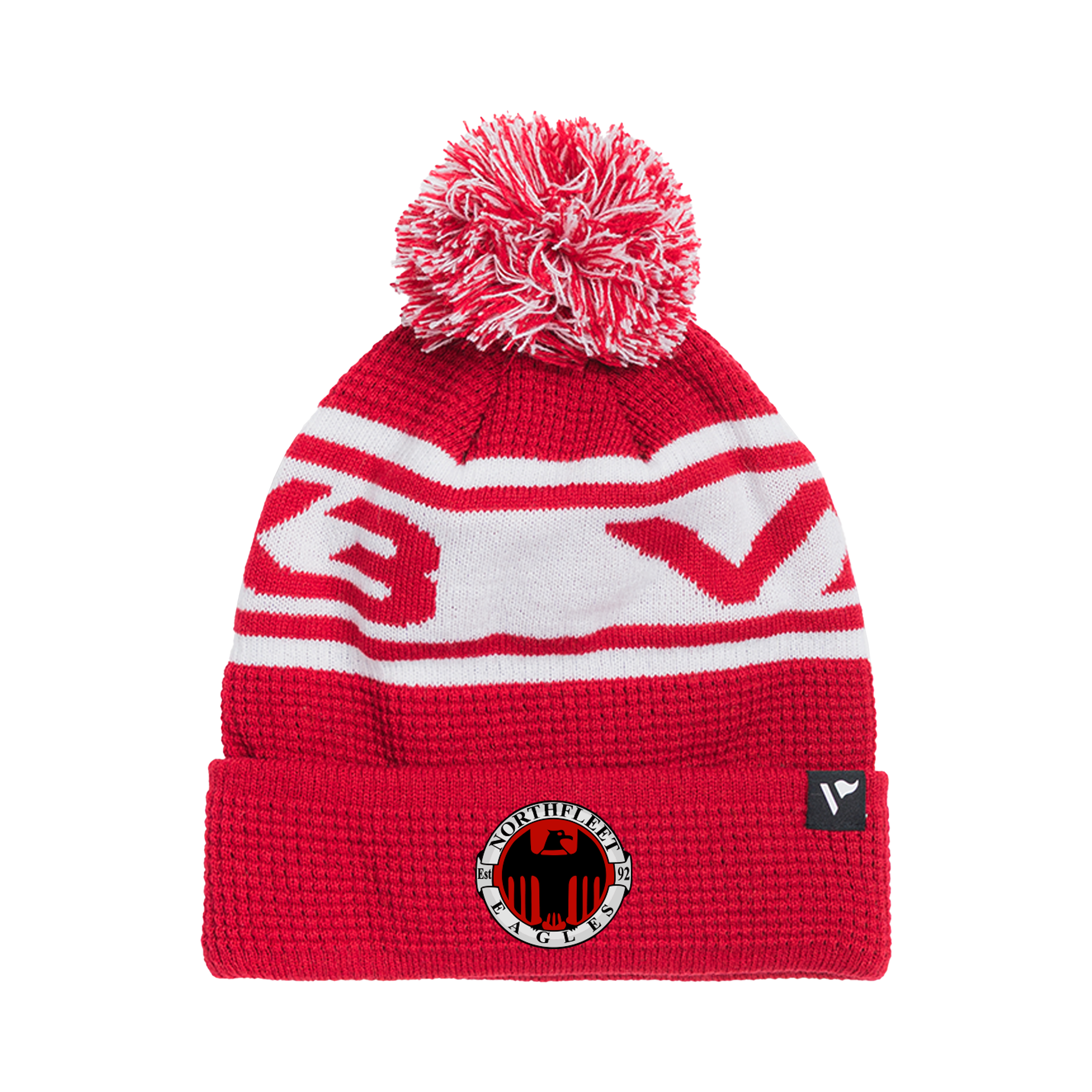 Northfleet Eagles FC Waffle Knit Bobble Hat - Red/White