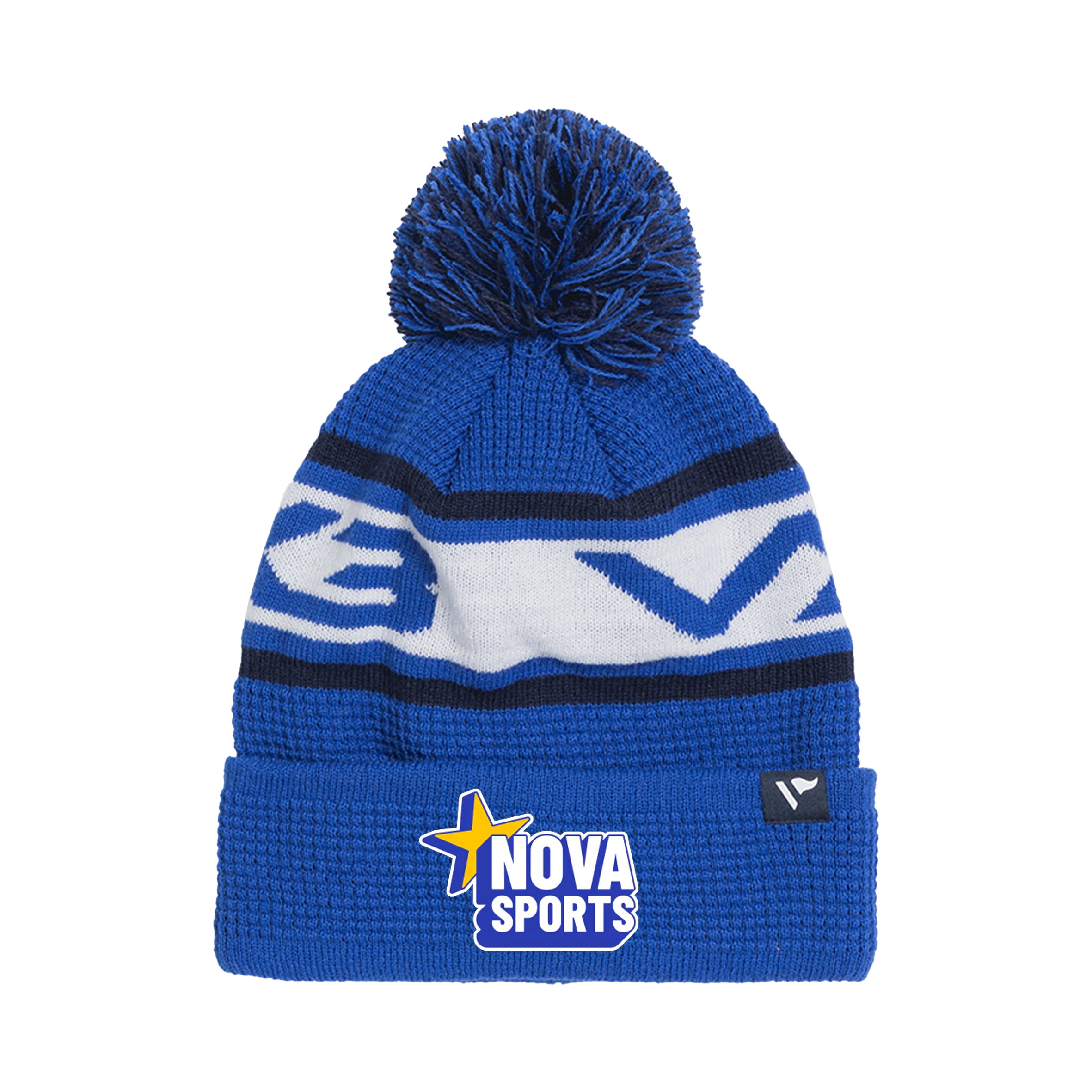 Nova Sports Waffle Knit Bobble Hat - Royal/Navy/White