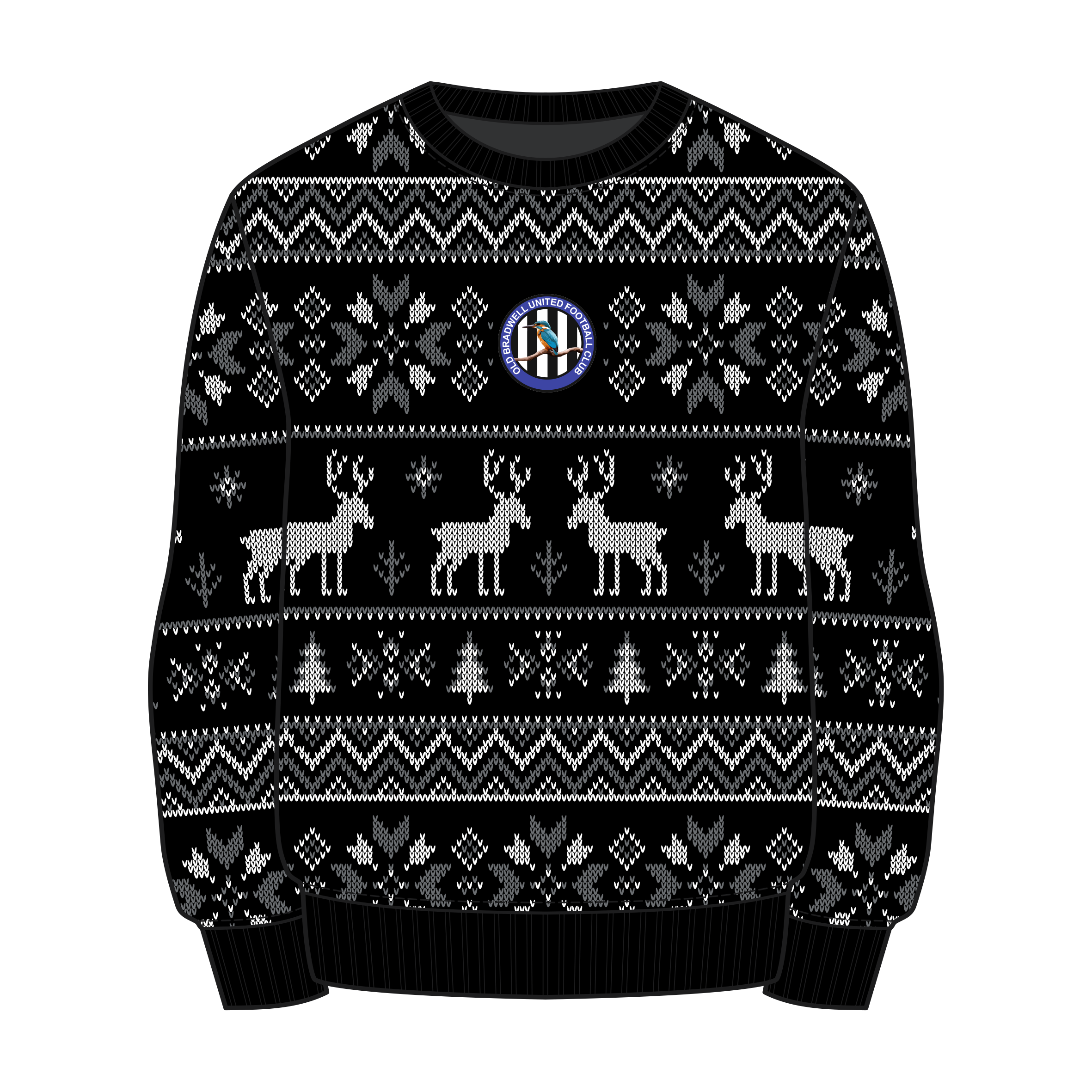 Old Bradwell United FC Christmas Jumper - Black/Grey/White