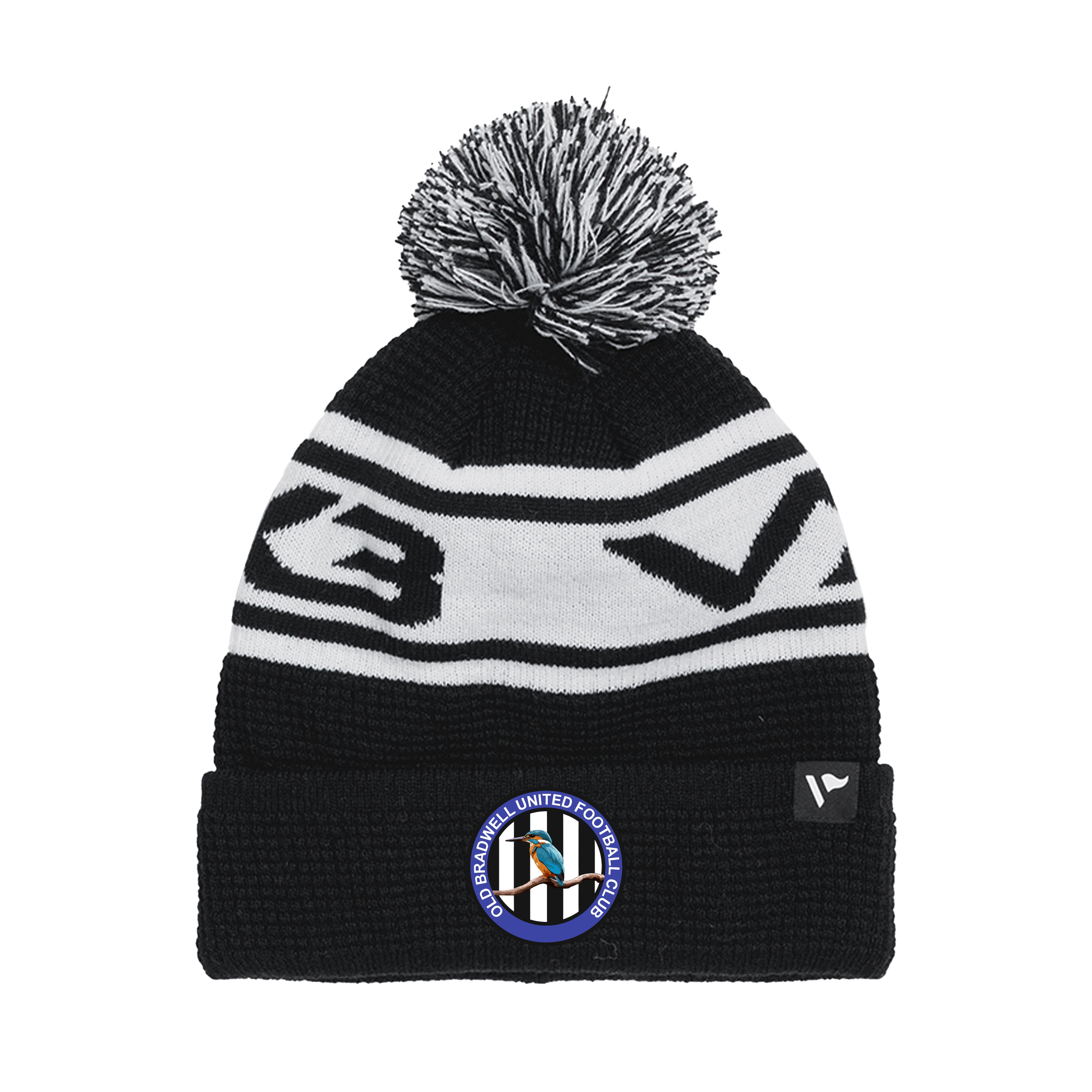 Old Bradwell United FC Waffle Knit Bobble Hat - Black/White