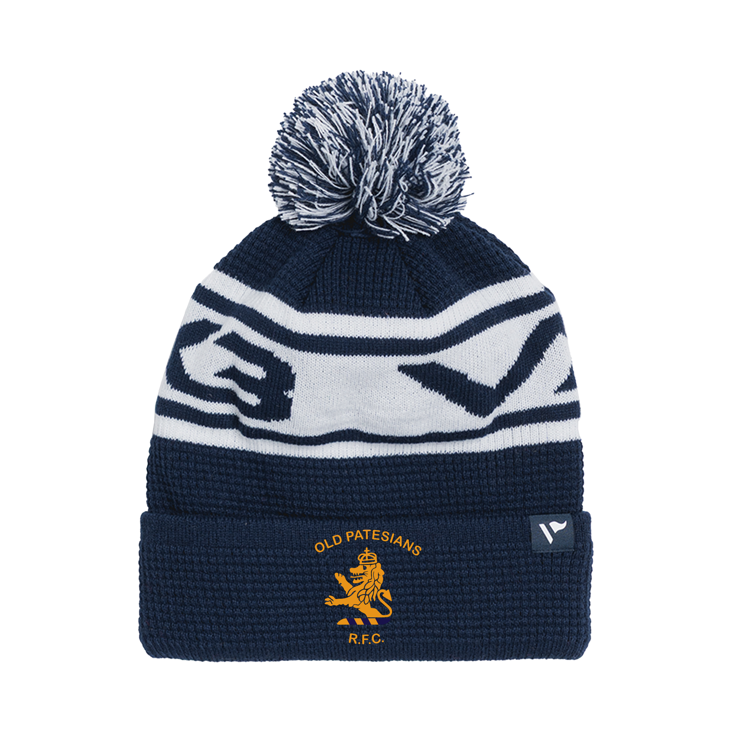 Old Patesians RFC Waffle Knit Bobble Hat - Navy/White