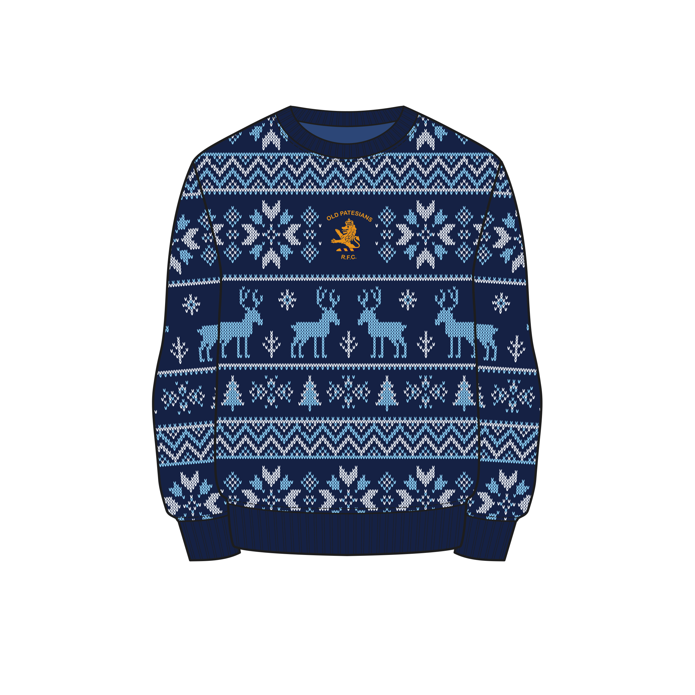 Old Patesians RFC Christmas Jumper - Navy/Sky/White Youth