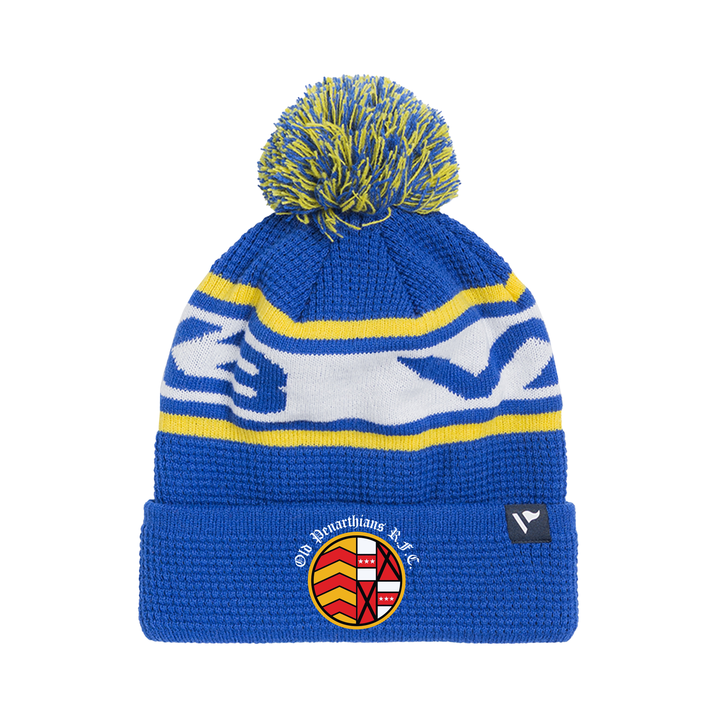 Old Penarthians RFC Waffle Knit Bobble Hat - Royal/Yellow/White