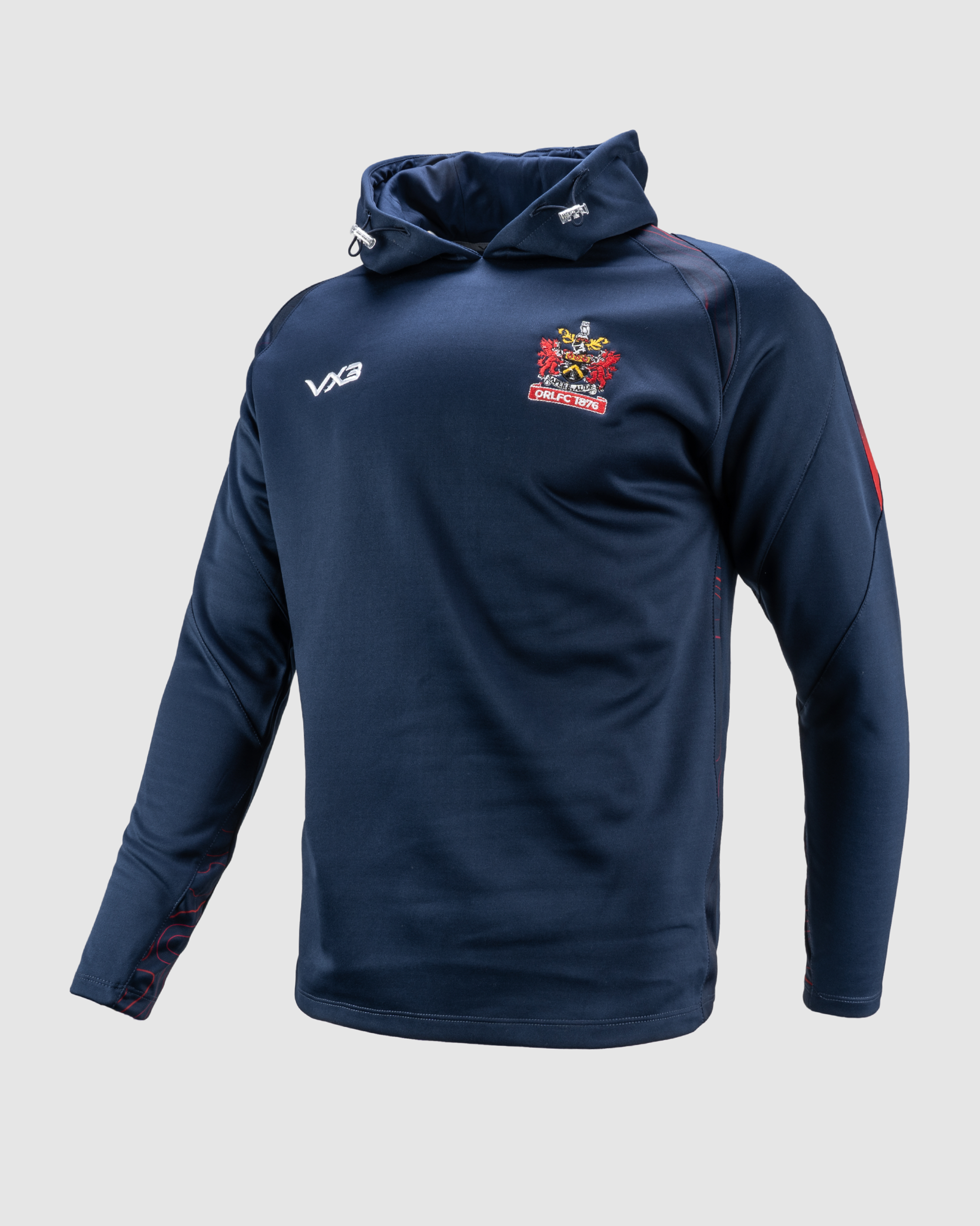Oldham RLFC 2025 Quadrigo Training Hoodie Navy/Red